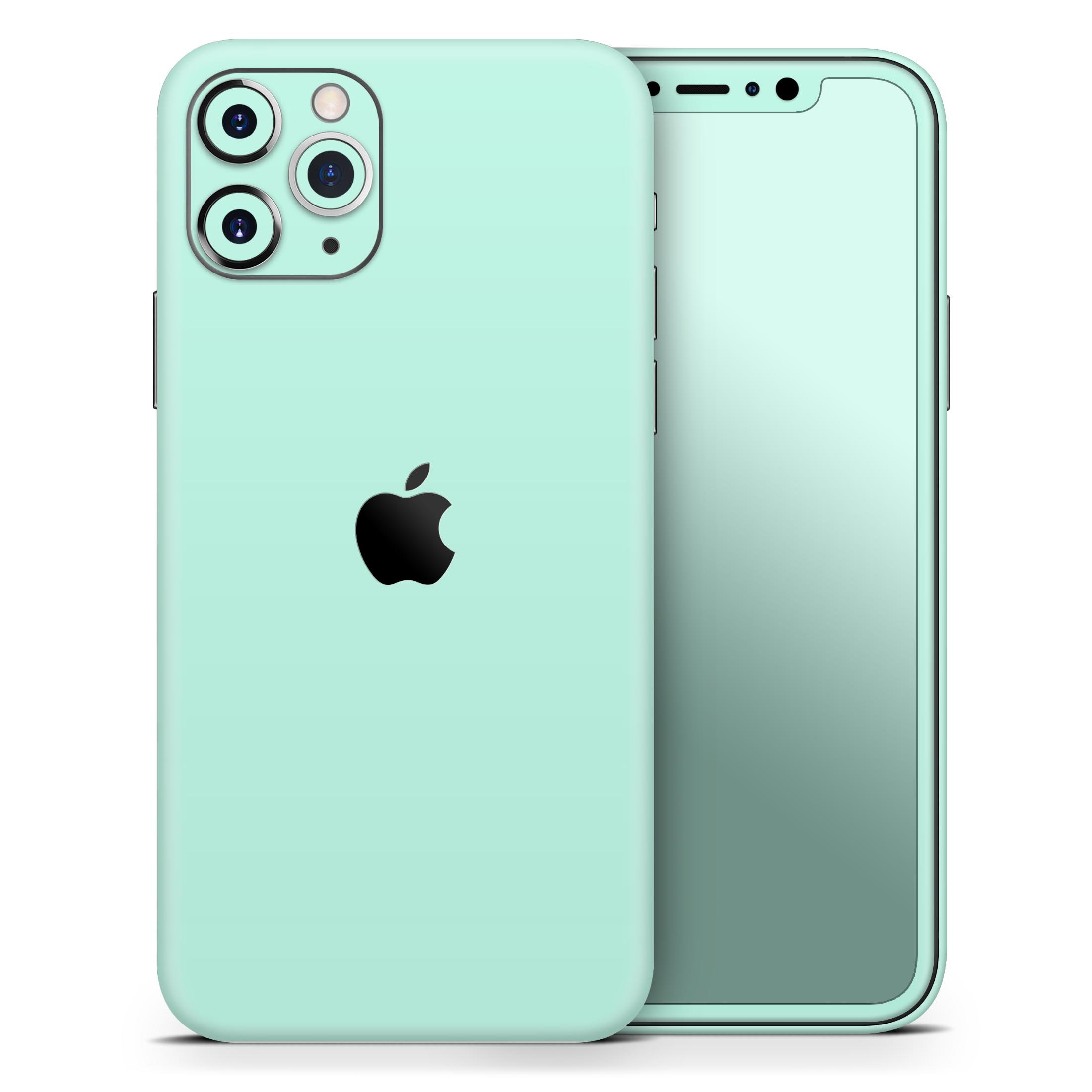 Subtle Solid Green Skin-Kit for Apple iPhone 14, showcasing its sleek design and premium vinyl material.