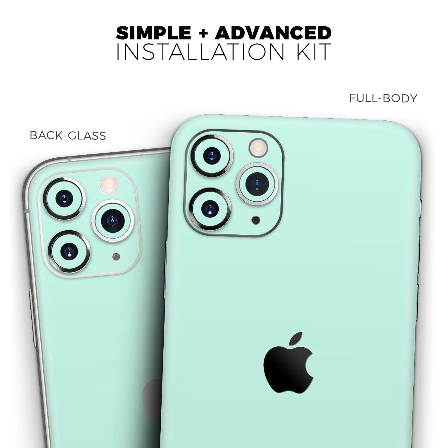 Subtle Solid Green Skin-Kit for Apple iPhone 14, showcasing its sleek design and premium vinyl material.