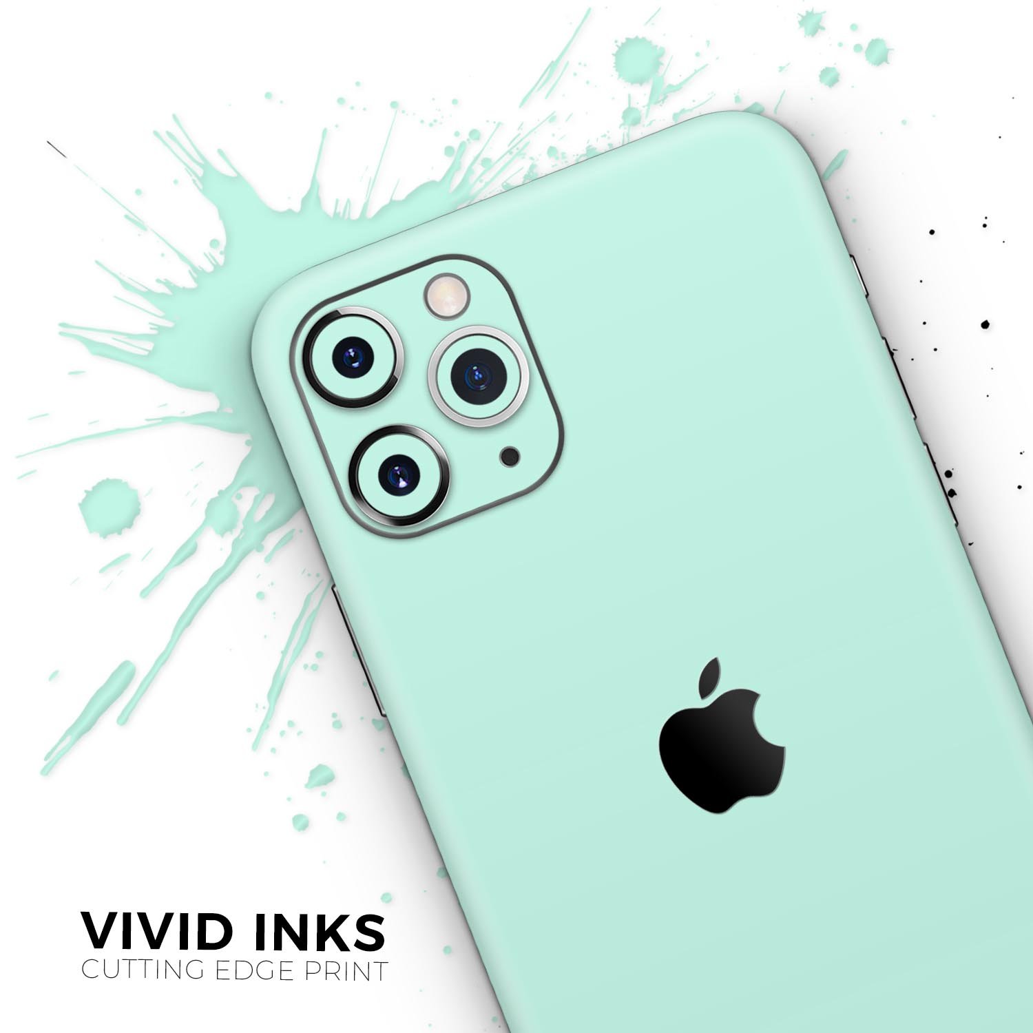 Subtle Solid Green Skin-Kit for Apple iPhone 14, showcasing its sleek design and premium vinyl material.