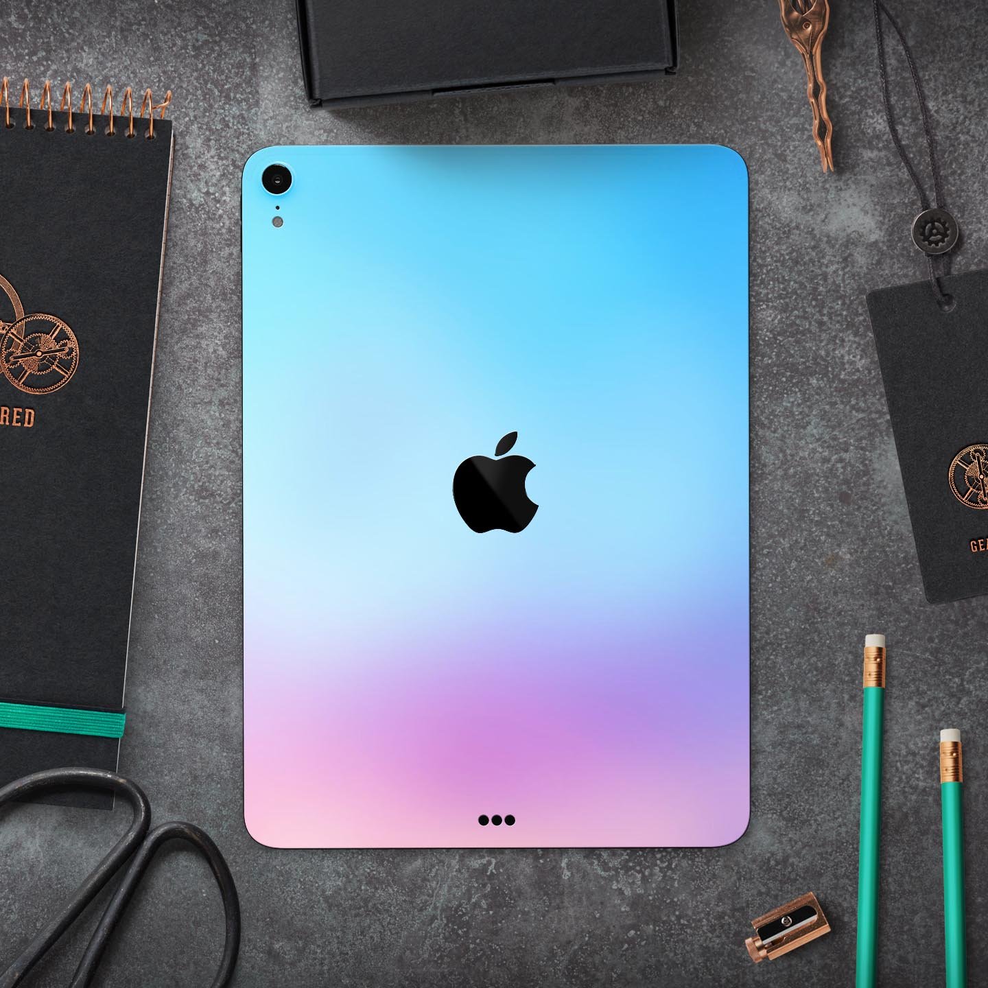 Subtle Tie-Dye Tone Full Body Skin Decal for Apple iPad Pro, showcasing vibrant colors and sleek design.