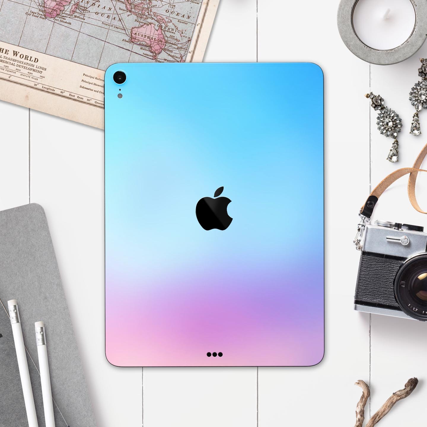 Subtle Tie-Dye Tone Full Body Skin Decal for Apple iPad Pro, showcasing vibrant colors and sleek design.