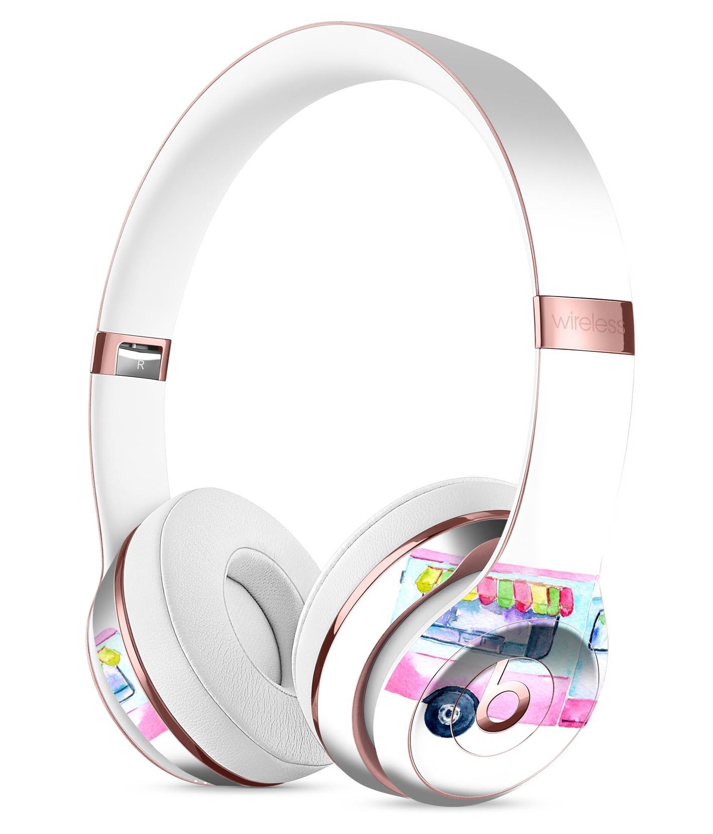 Colorful Summer Mode Ice Cream Truck skin for Beats by Dre Solo 3 Wireless headphones, showcasing vibrant graphics and a perfect fit.