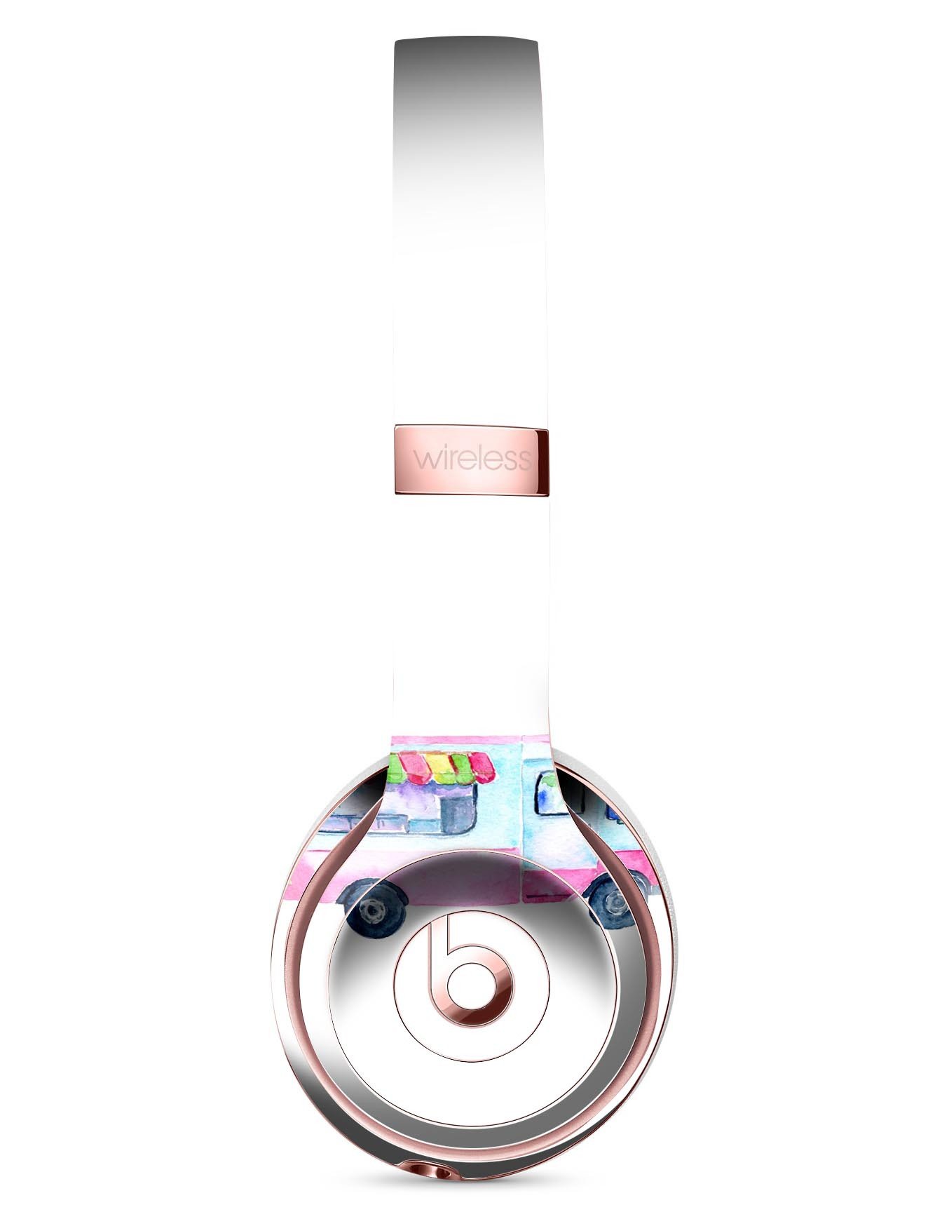 Colorful Summer Mode Ice Cream Truck skin for Beats by Dre Solo 3 Wireless headphones, showcasing vibrant graphics and a perfect fit.