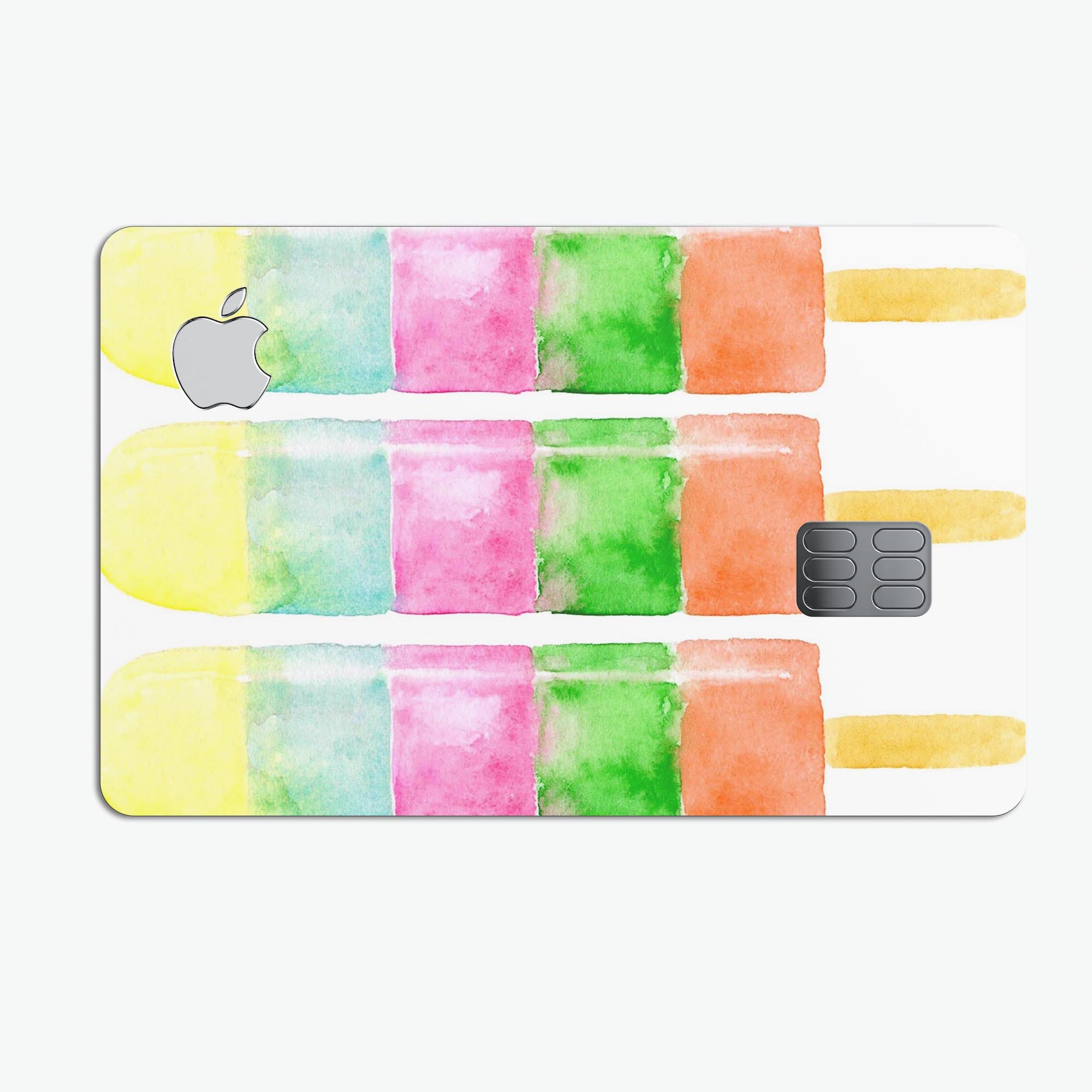 Summer Mode Ice Cream V1 decal skin-kit for Apple Card, showcasing vibrant design and premium vinyl material.