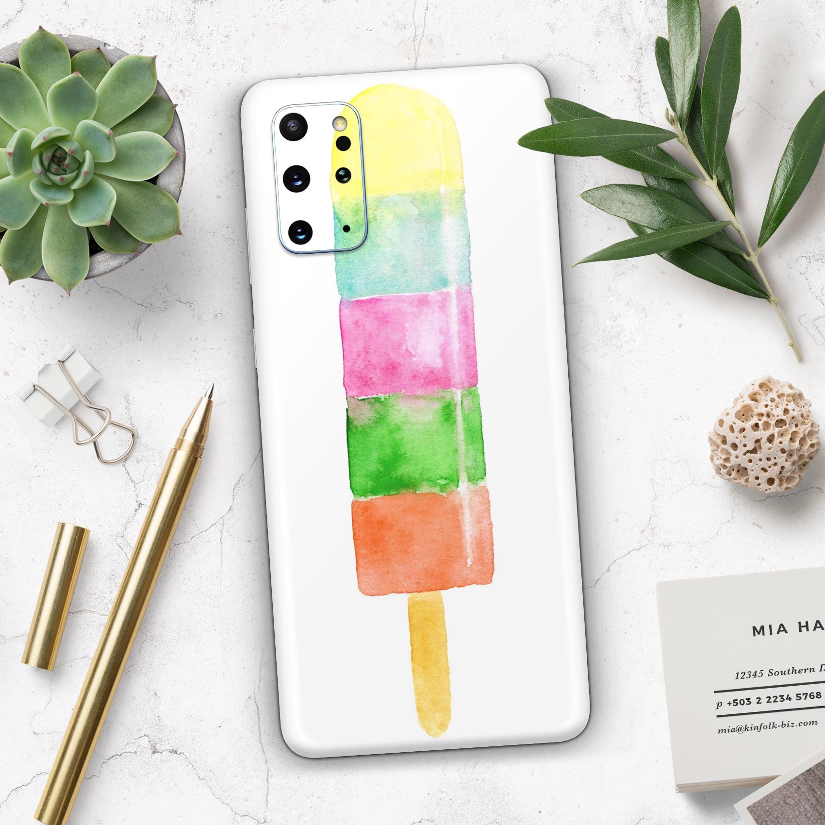 Summer Mode Ice Cream V1 Skin-Kit for Samsung Galaxy S-Series, featuring vibrant colors and a sleek design.