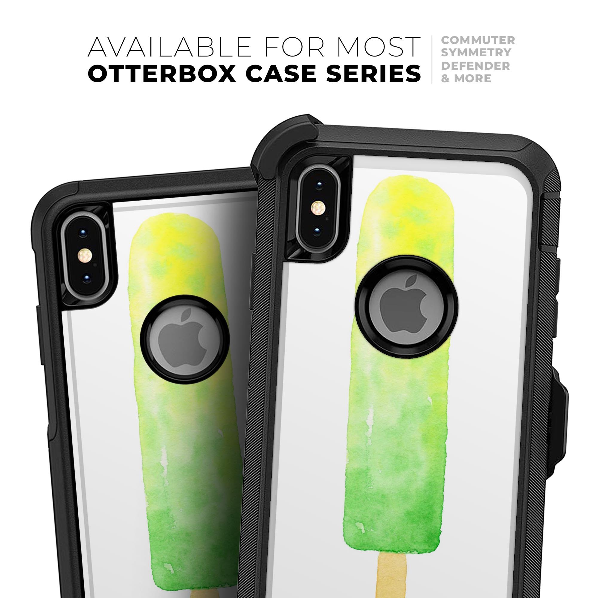 Summer Mode Ice Cream v13 Skin Kit for iPhone OtterBox Cases featuring vibrant summer graphics and dual-layer protection.