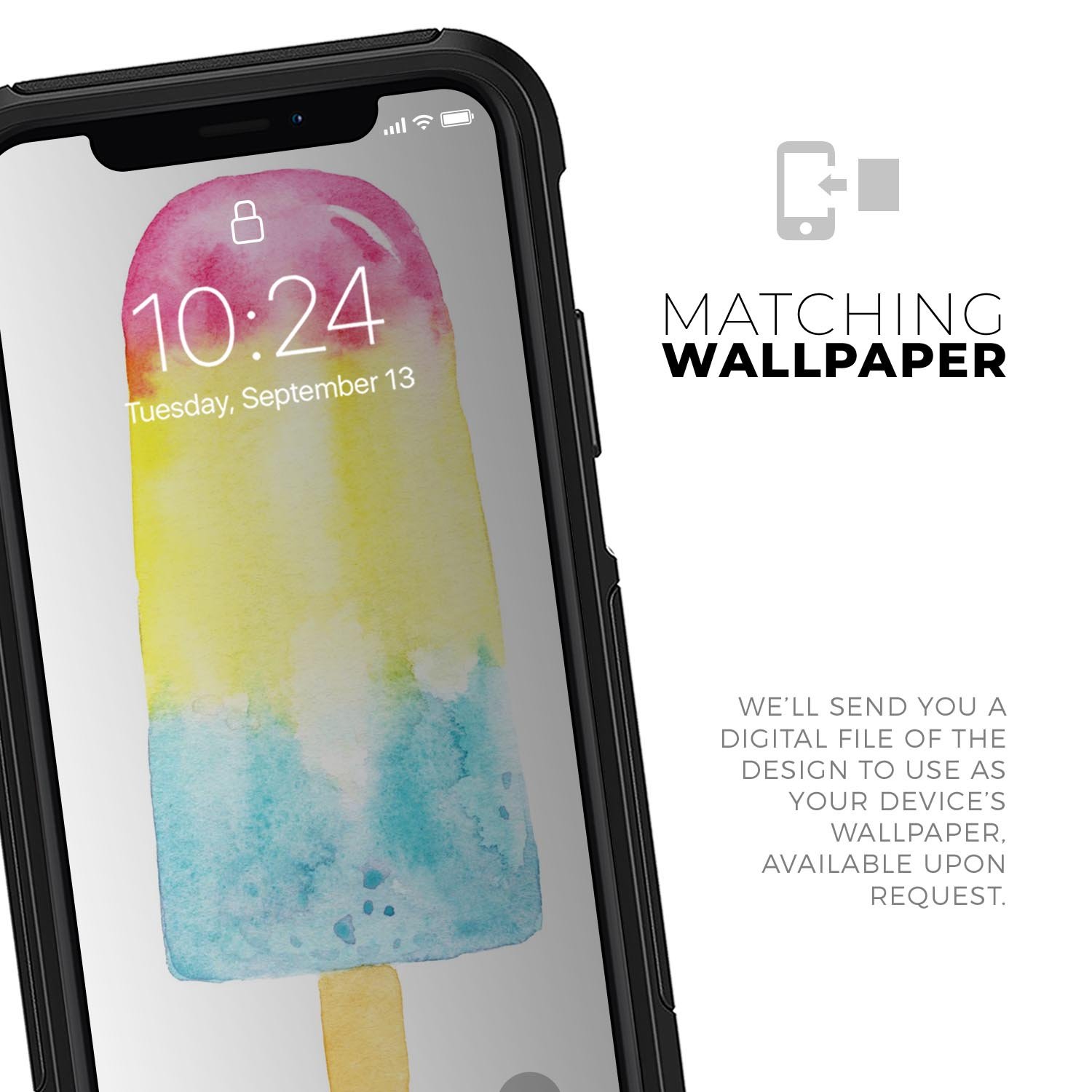 Summer Mode Ice Cream v2 Skin Kit for iPhone OtterBox cases featuring a vibrant ice cream design.