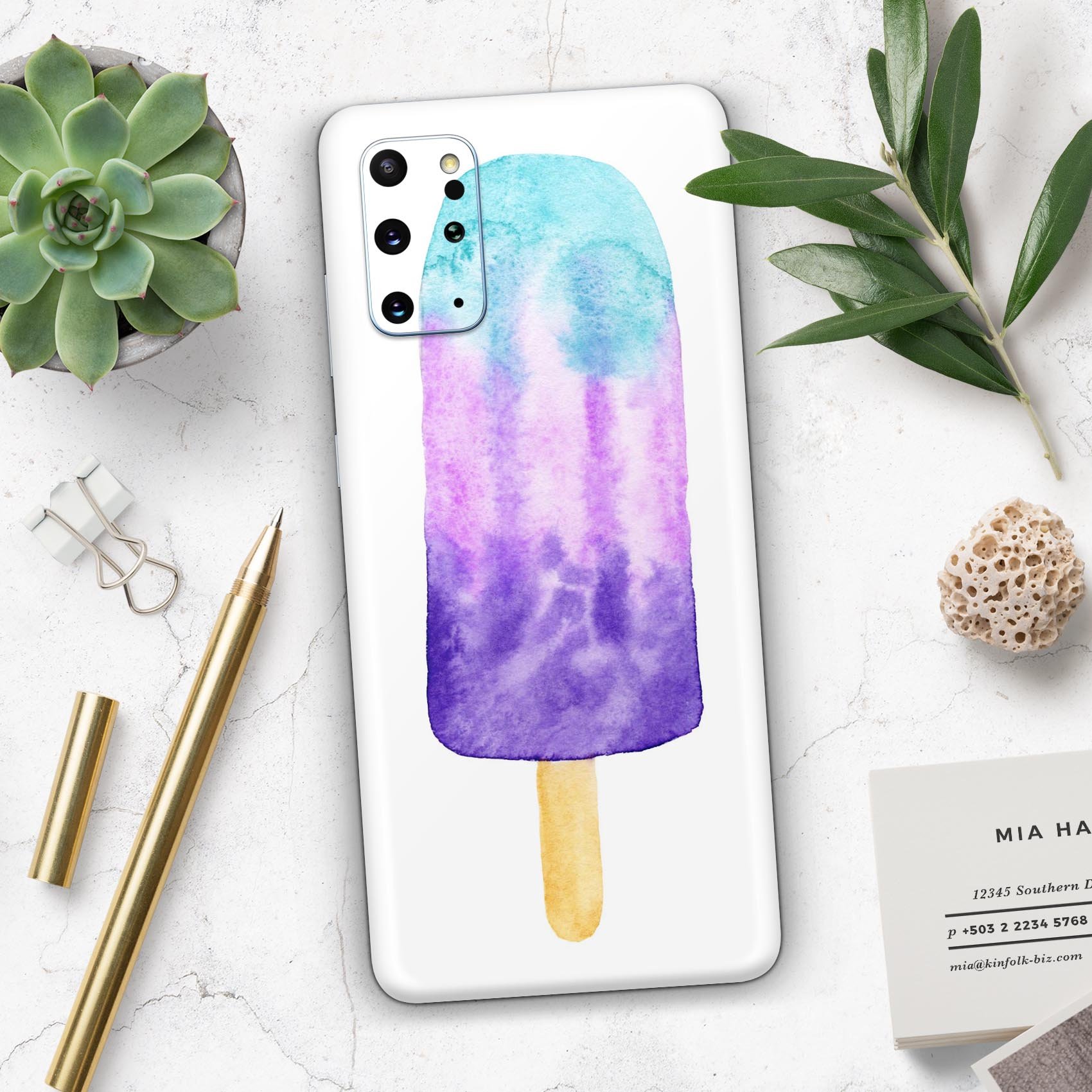 Summer Mode Ice Cream v3 Skin-Kit for Samsung Galaxy S-Series, featuring vibrant colors and a sleek design.