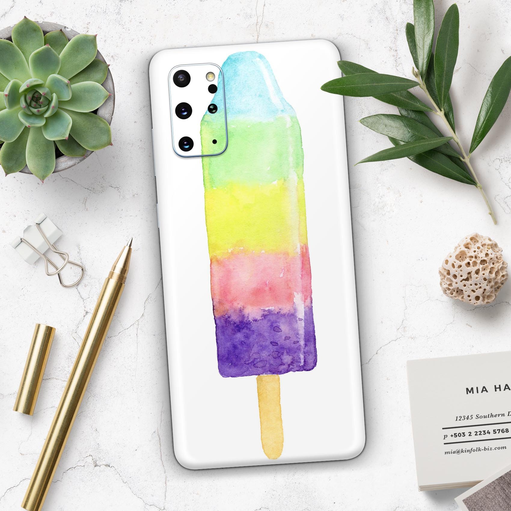 Summer Mode Ice Cream Skin-Kit for Samsung Galaxy S-Series, showcasing vibrant colors and a sleek design.