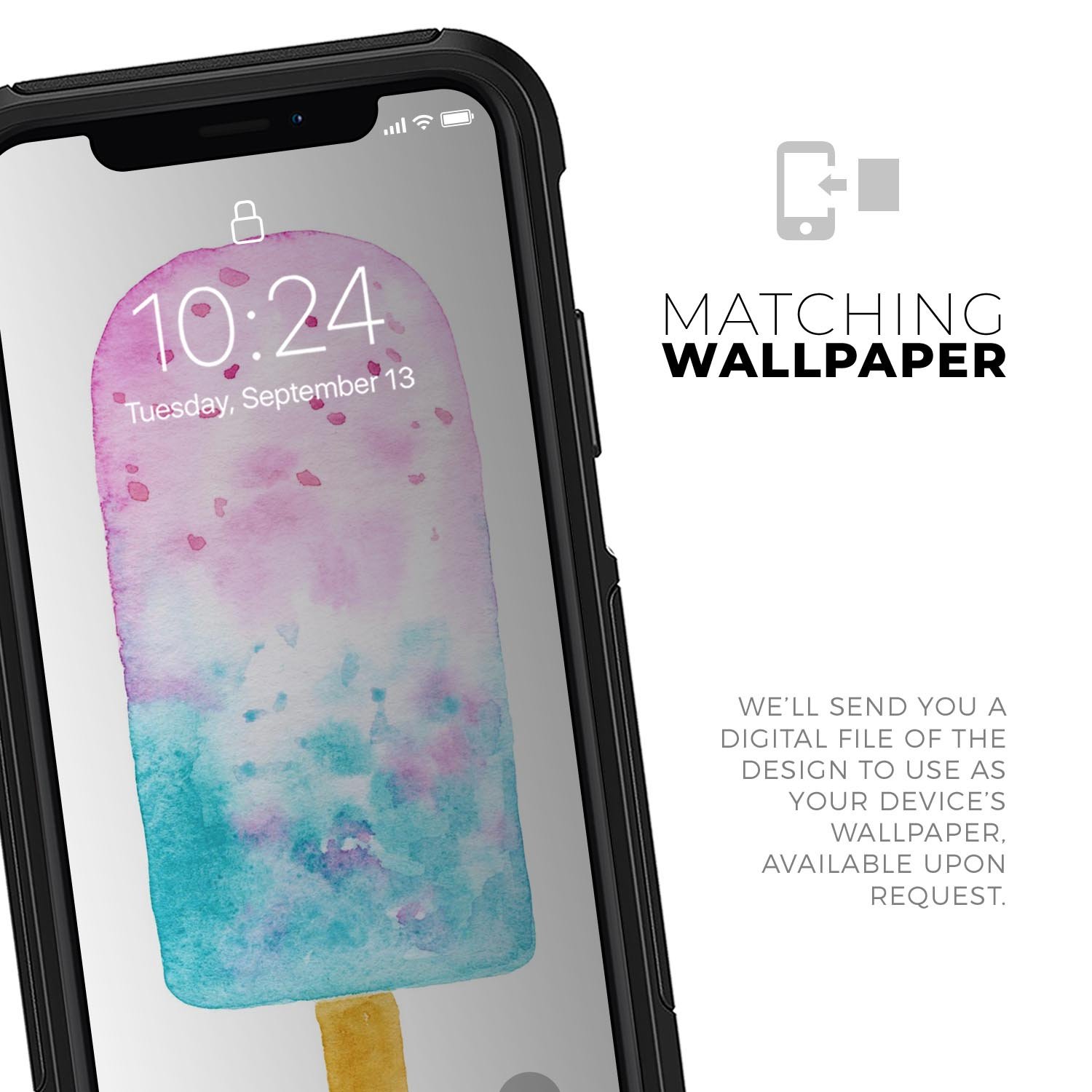 Summer Mode Ice Cream v7 Skin Kit for iPhone OtterBox Cases featuring vibrant ice cream design and premium 3M materials.