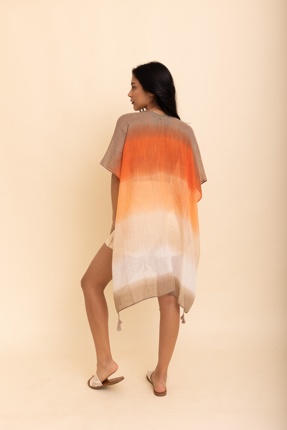 A stylish Summer Multi Gradient Kimono featuring softly-blended colors, perfect for summer outfits.