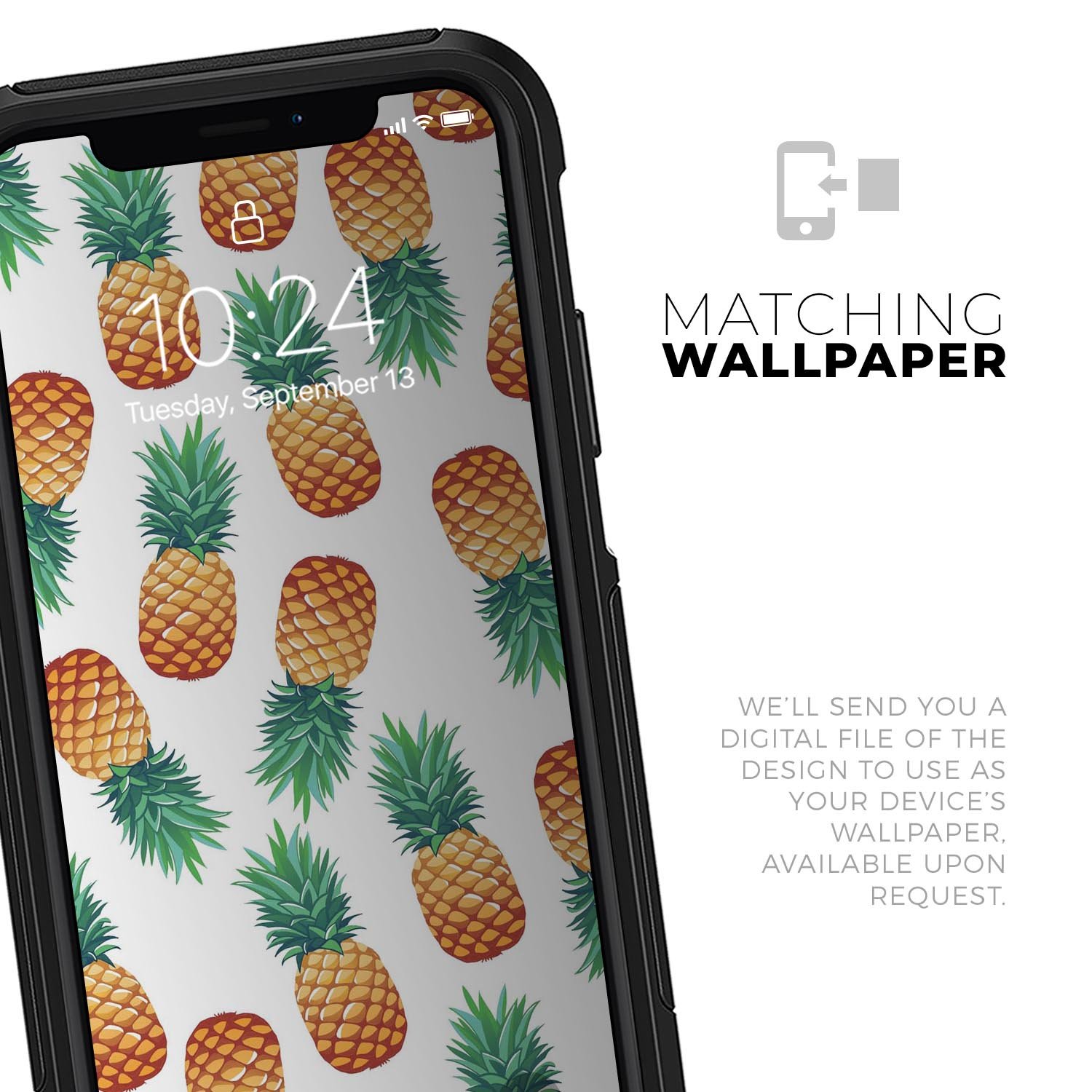 Summer Pineapple Skin Kit for iPhone OtterBox Cases featuring vibrant pineapple design and premium 3M materials.