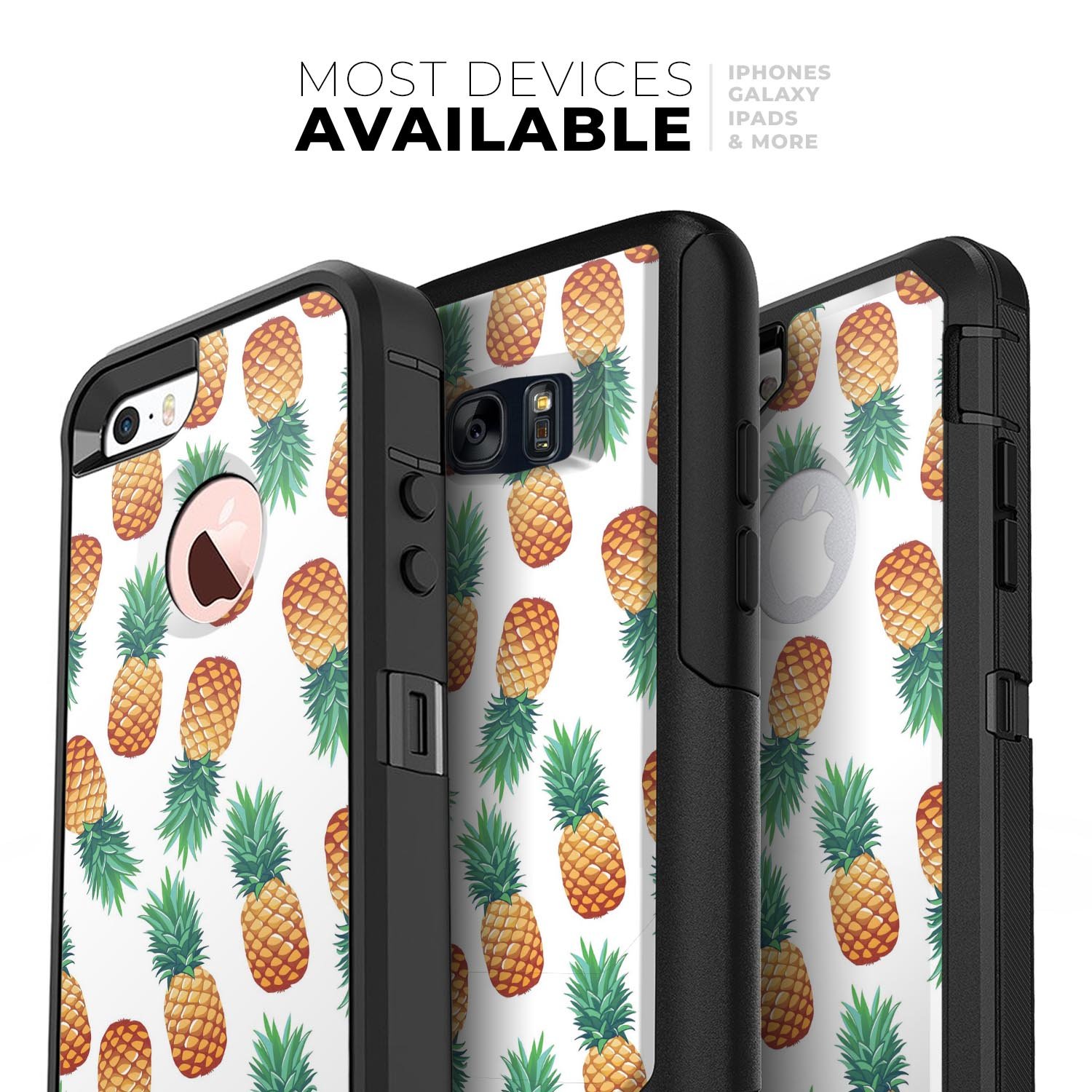 Summer Pineapple Skin Kit for iPhone OtterBox Cases featuring vibrant pineapple design and premium 3M materials.