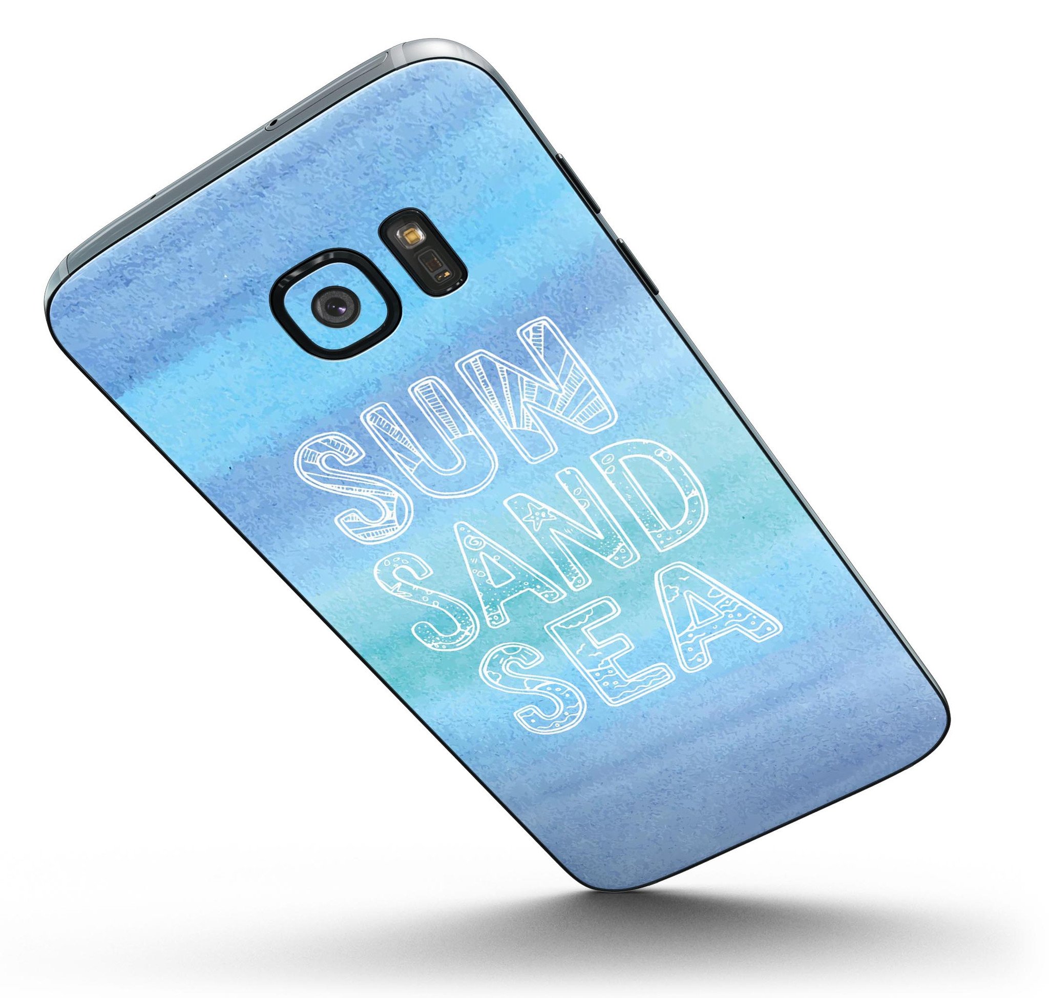 Full Body Skin-Kit for Samsung Galaxy S7/S7 Edge in Sun Sand Sea design, showcasing premium vinyl material and stylish finish.