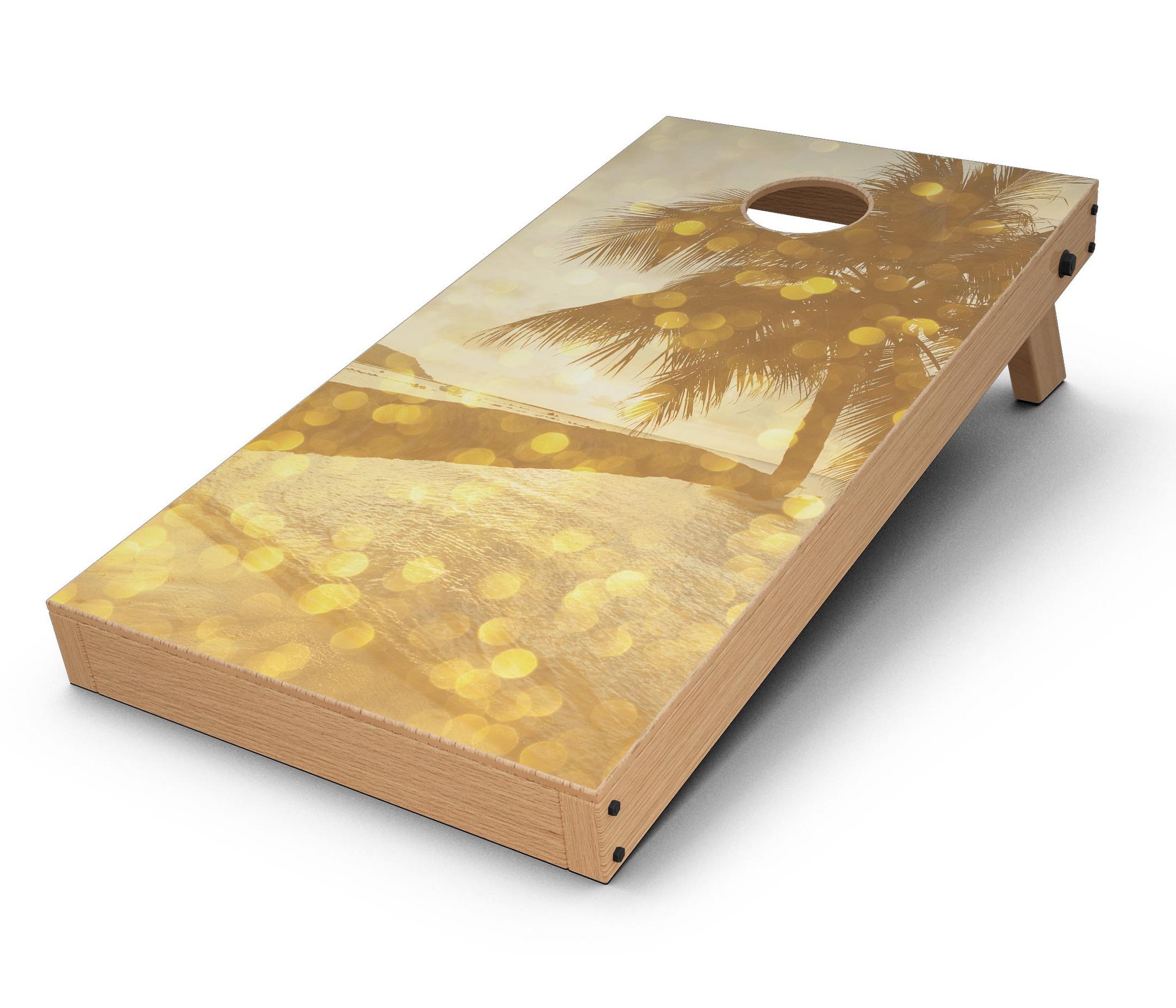 Sun-Kissed Day V1 CornHole Board Skin Decal Kit featuring vibrant colors and easy application for custom Cornhole boards.