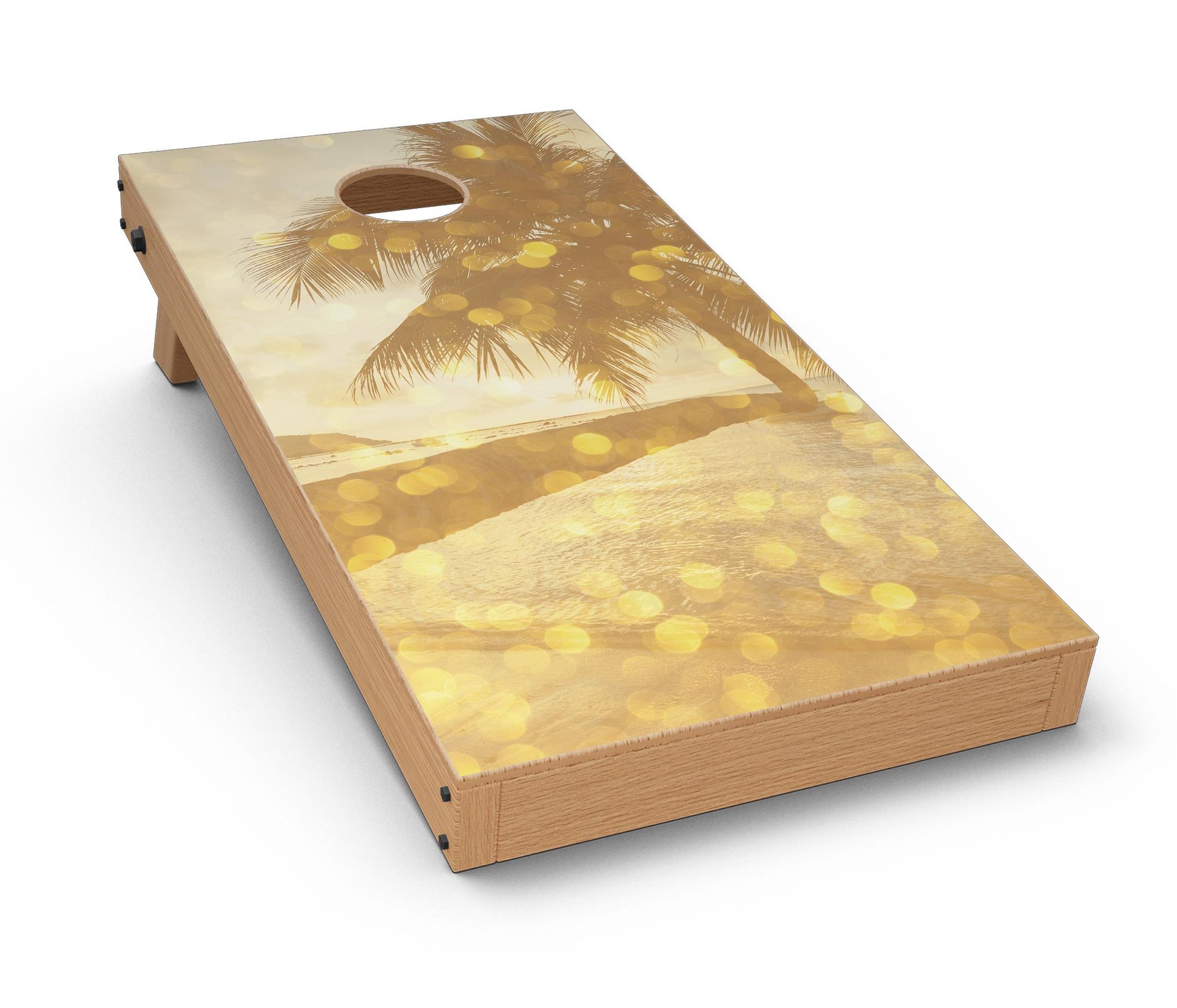 Sun-Kissed Day V1 CornHole Board Skin Decal Kit featuring vibrant colors and easy application for custom Cornhole boards.