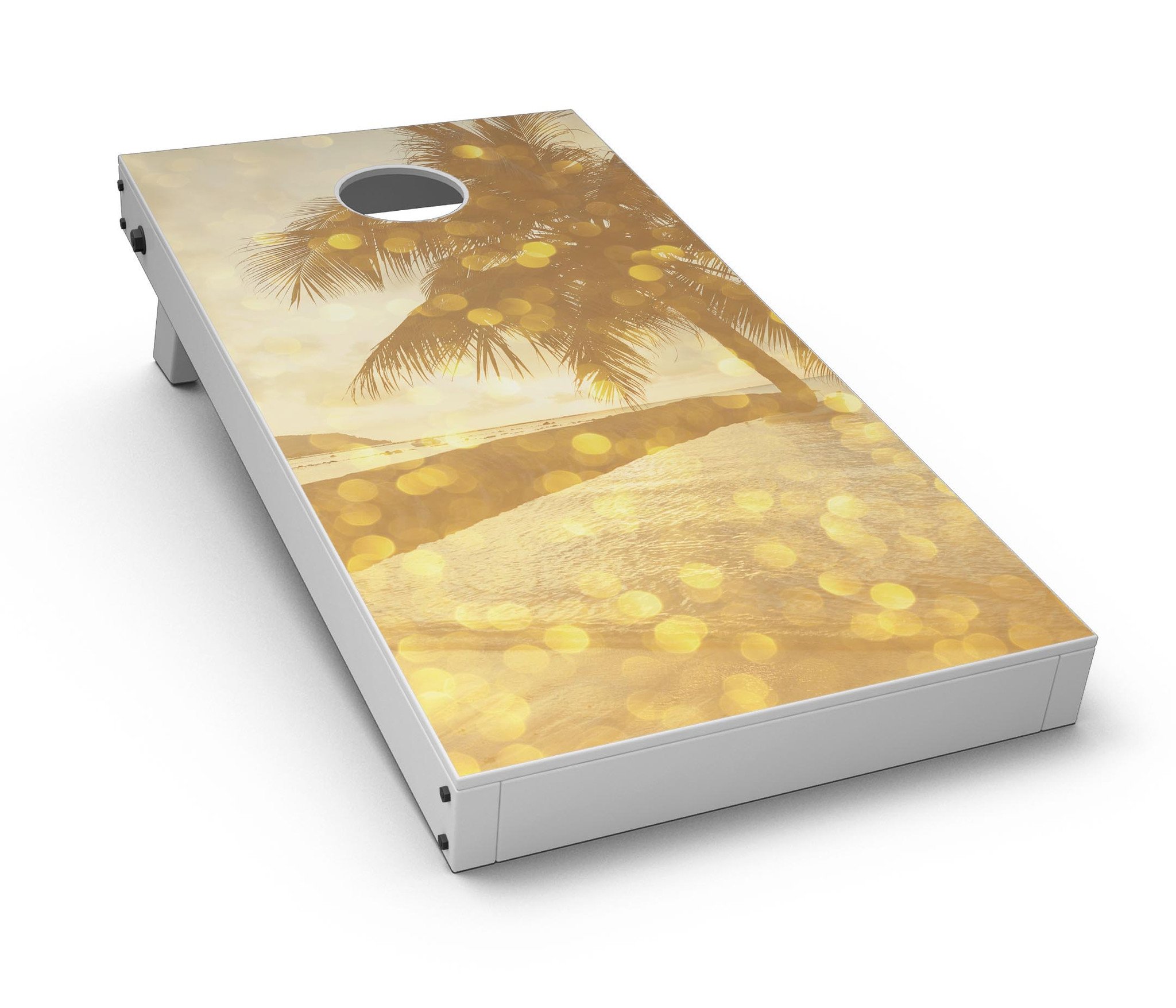 Sun-Kissed Day V1 CornHole Board Skin Decal Kit featuring vibrant colors and easy application for custom Cornhole boards.