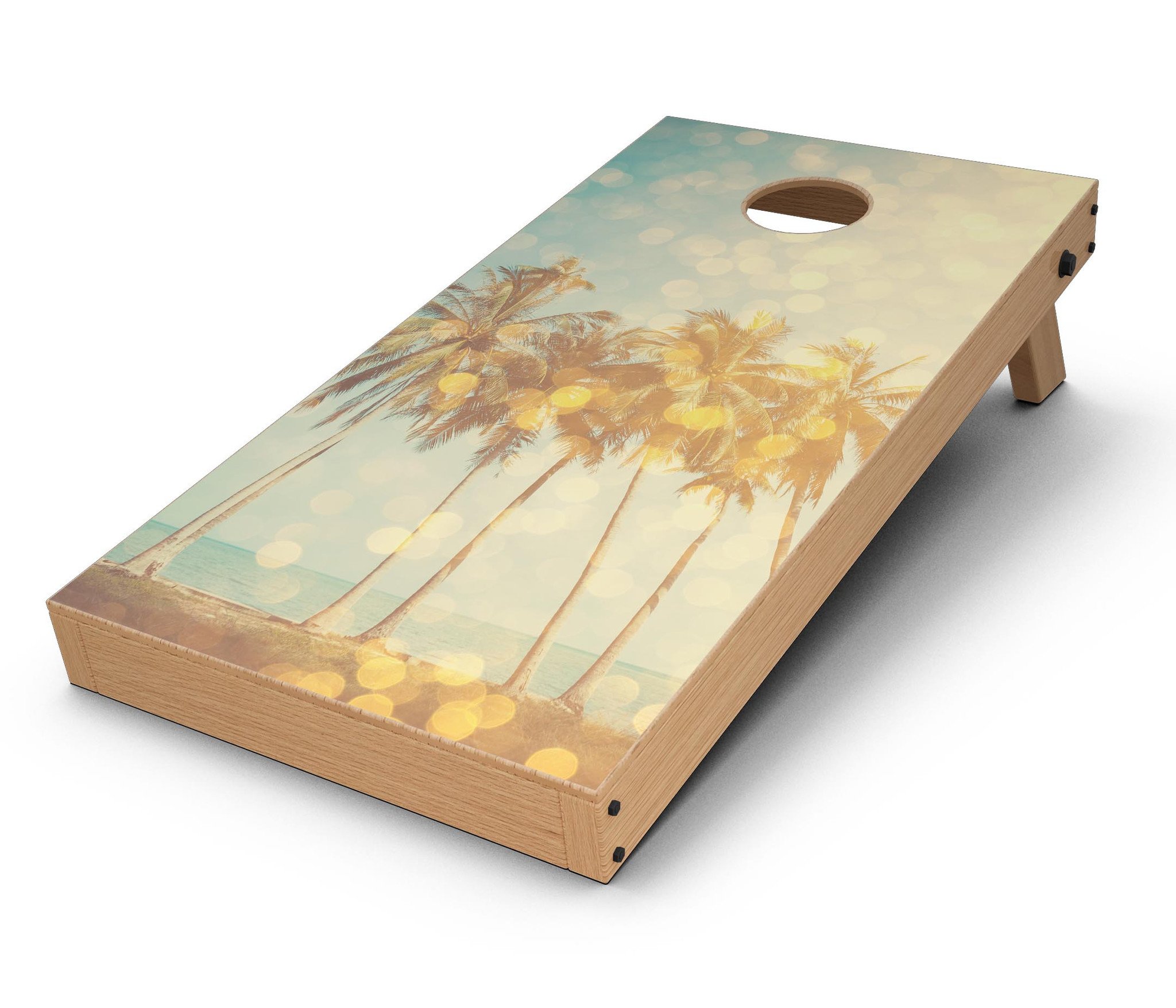 Sun-Kissed Day V2 Cornhole Board Skin Decal Kit featuring vibrant colors and easy application for custom Cornhole boards.