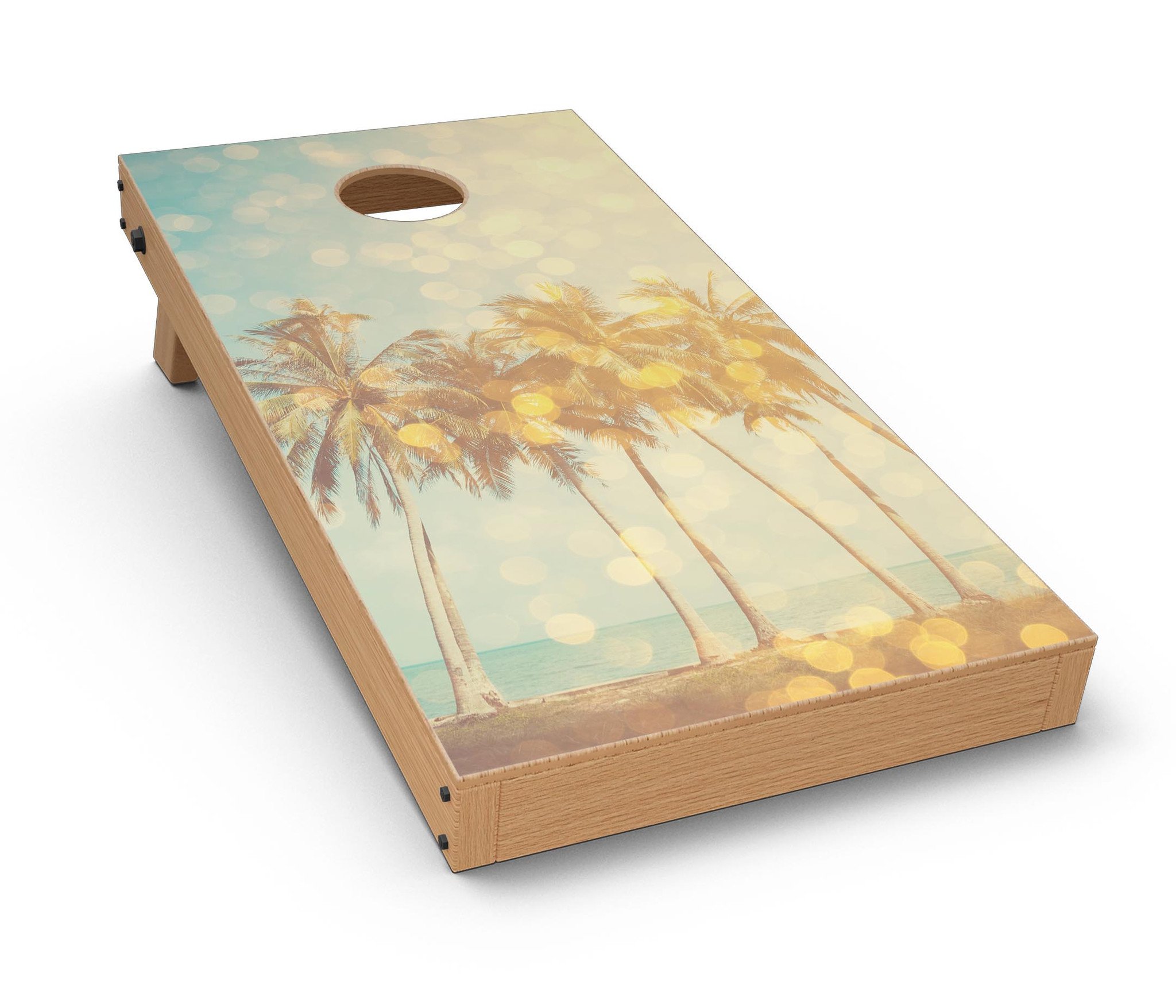 Sun-Kissed Day V2 Cornhole Board Skin Decal Kit featuring vibrant colors and easy application for custom Cornhole boards.