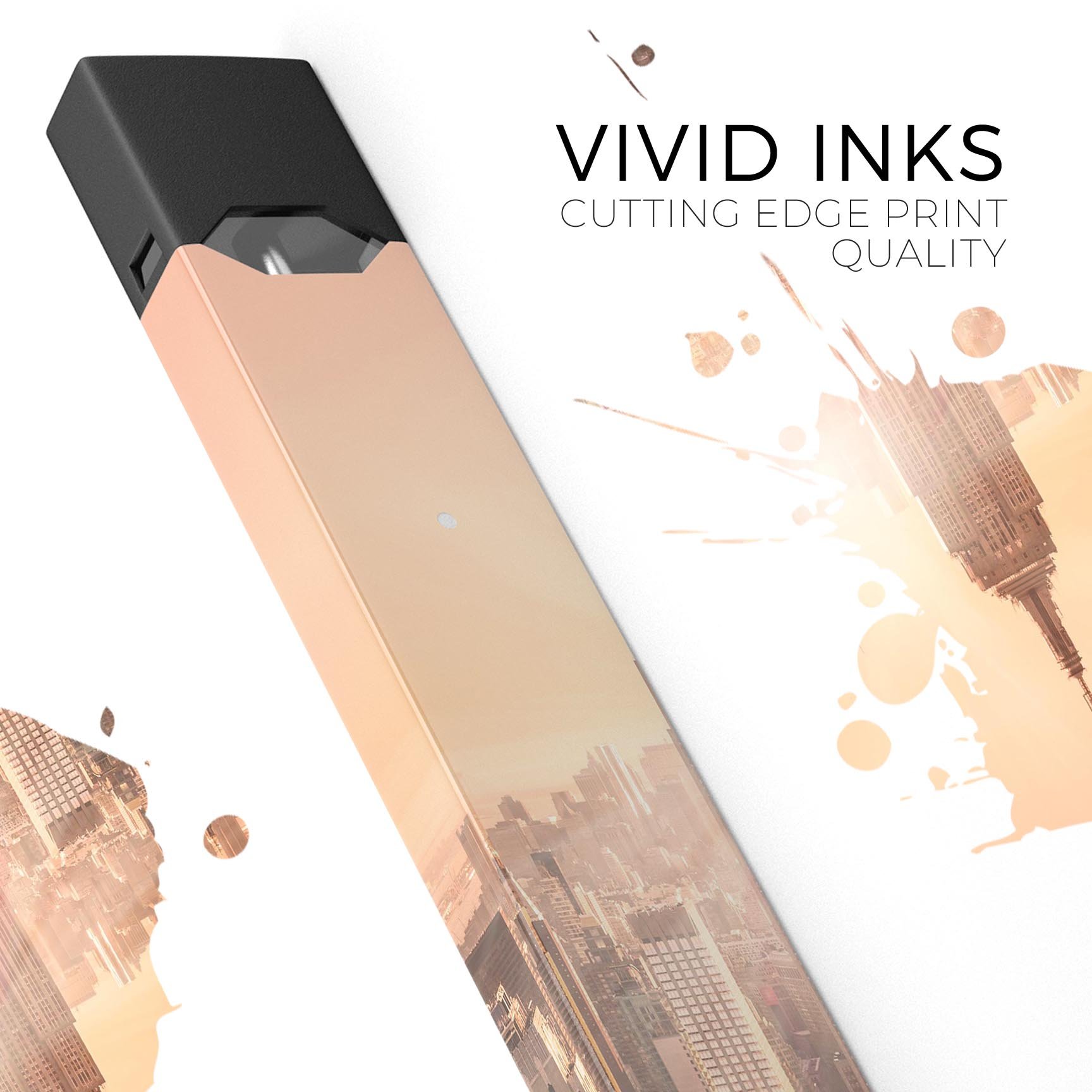 Sunny Blur Empire State skin-wrap sticker designed for JUUL vaping device, featuring vibrant colors and a protective finish.