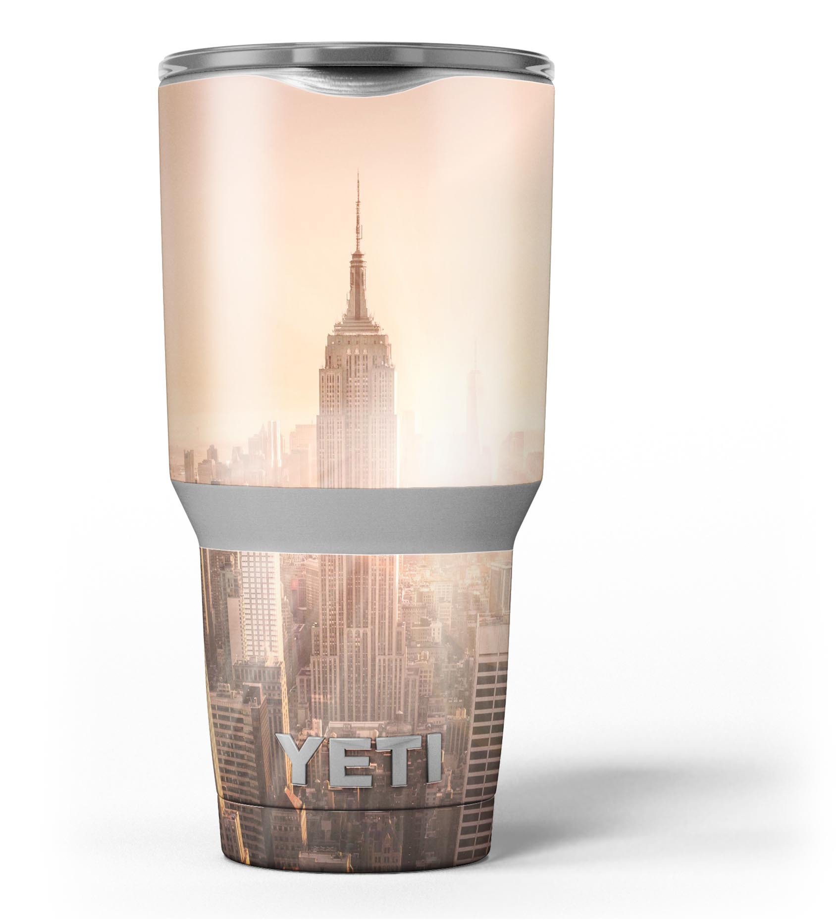 Sunny Blur Empire State skin decal vinyl wrap kit for Yeti Coolers, showcasing vibrant colors and a sleek design.