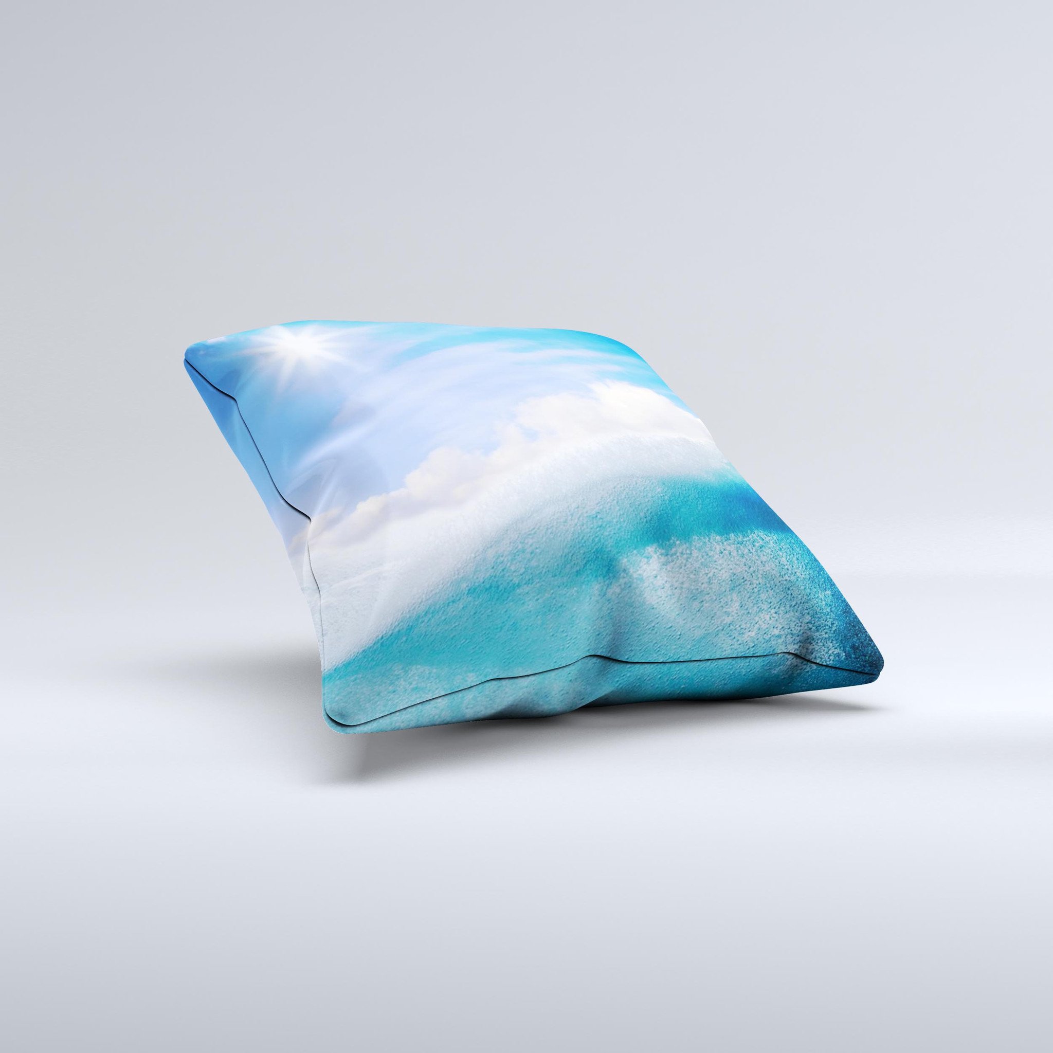 Sunny Day Waves Ink-Fuzed Decorative Throw Pillow featuring vibrant colors and unique handcrafted design, perfect for home decor.