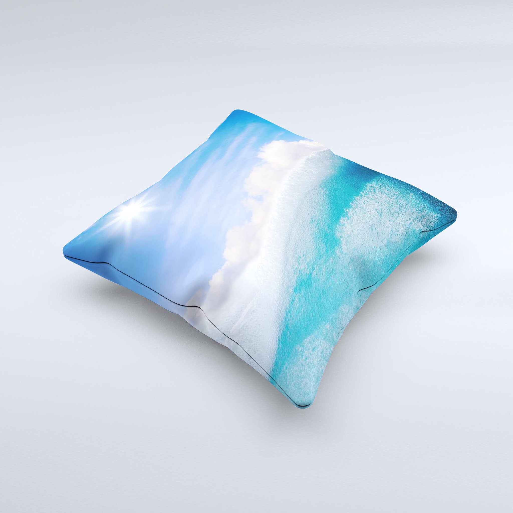 Sunny Day Waves Ink-Fuzed Decorative Throw Pillow featuring vibrant colors and unique handcrafted design, perfect for home decor.