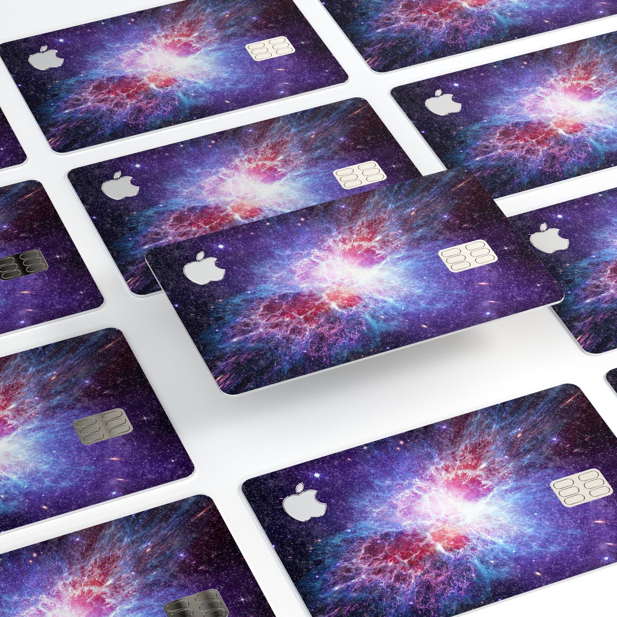 Supernova Premium Protective Decal Skin-Kit for Apple Card, showcasing ultra-gloss and soft-matte finishes.