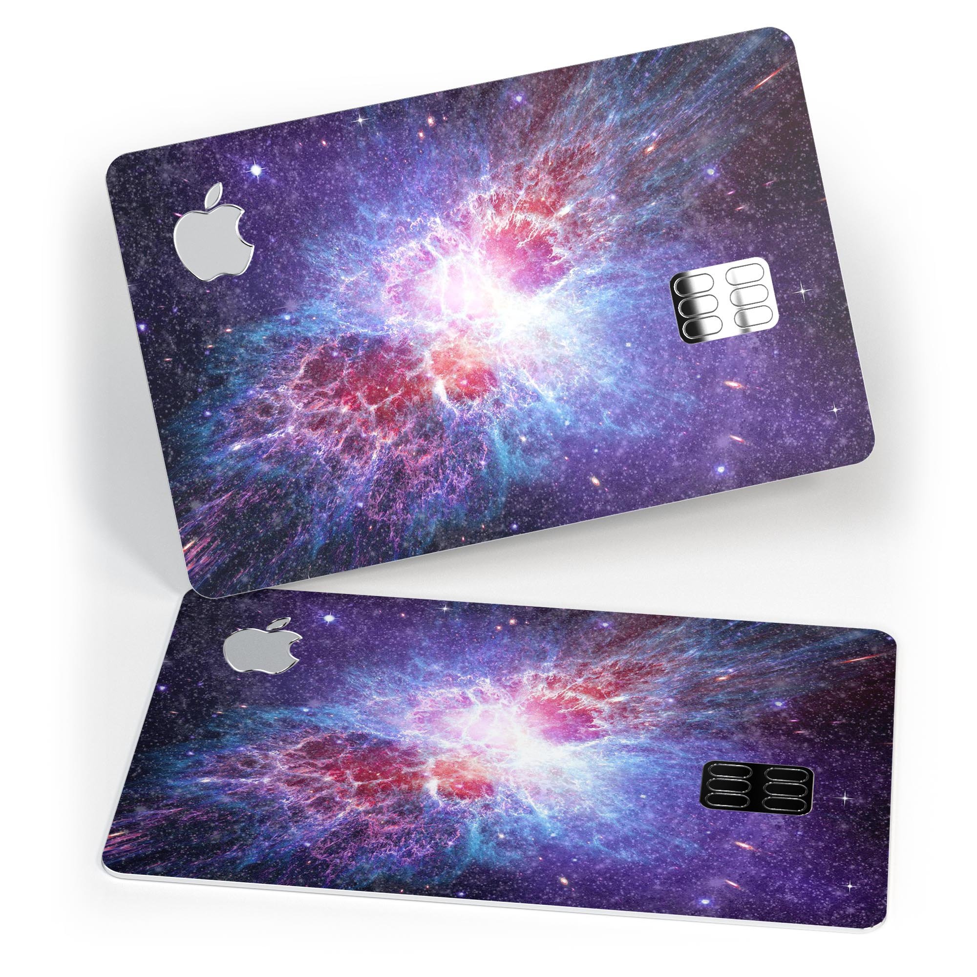 Supernova Premium Protective Decal Skin-Kit for Apple Card, showcasing ultra-gloss and soft-matte finishes.