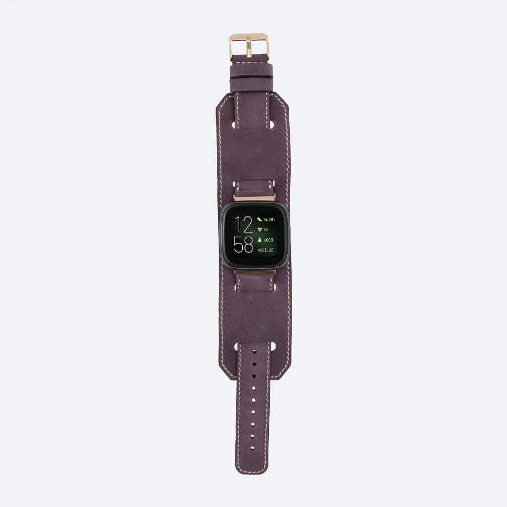 Swansea Cuff FitBit Leather Watch Straps in premium full-grain leather, featuring a polished stainless-steel buckle and classic design.