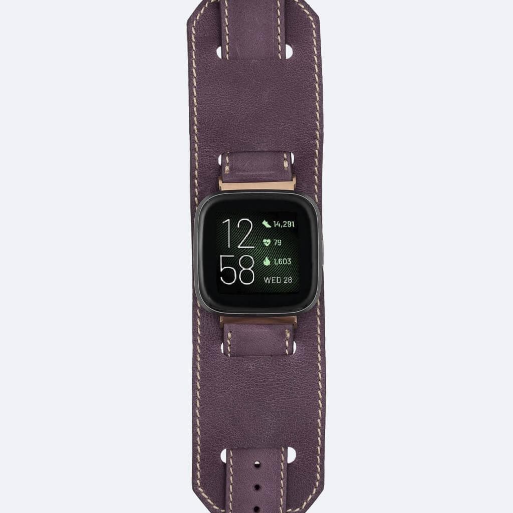 Swansea Cuff FitBit Leather Watch Straps in premium full-grain leather, featuring a polished stainless-steel buckle and classic design.