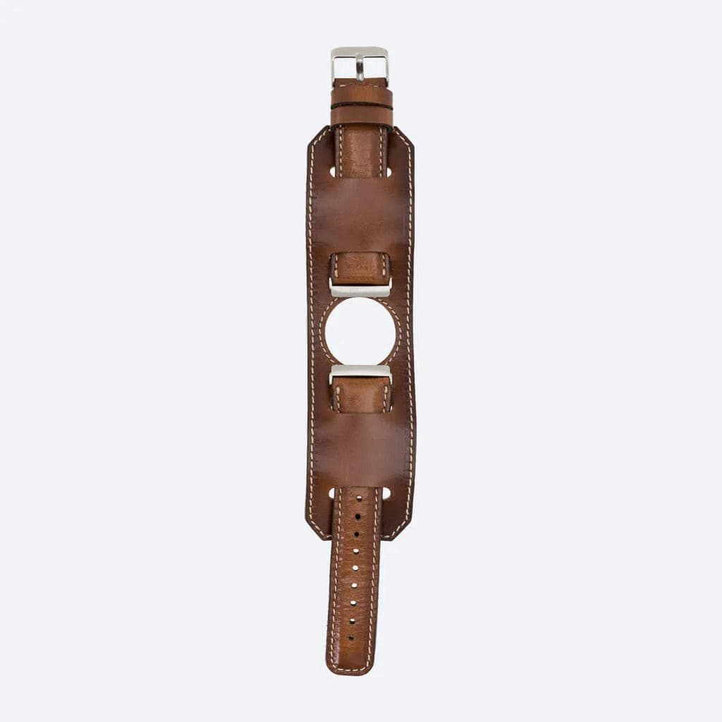 Swansea Cuff FitBit Leather Watch Straps in premium full-grain leather, featuring a polished stainless-steel buckle and classic design.