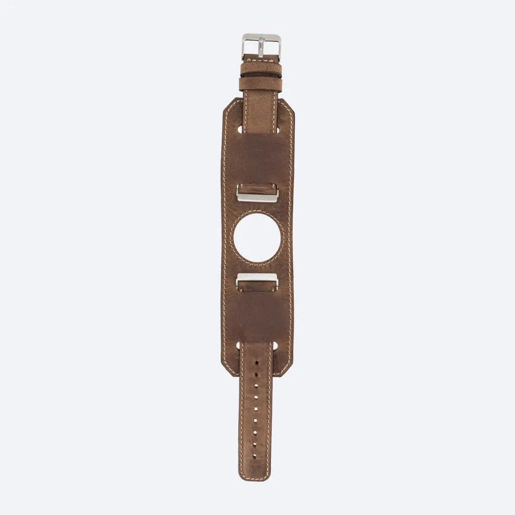 Swansea Cuff FitBit Leather Watch Straps in premium full-grain leather, featuring a polished stainless-steel buckle and classic design.