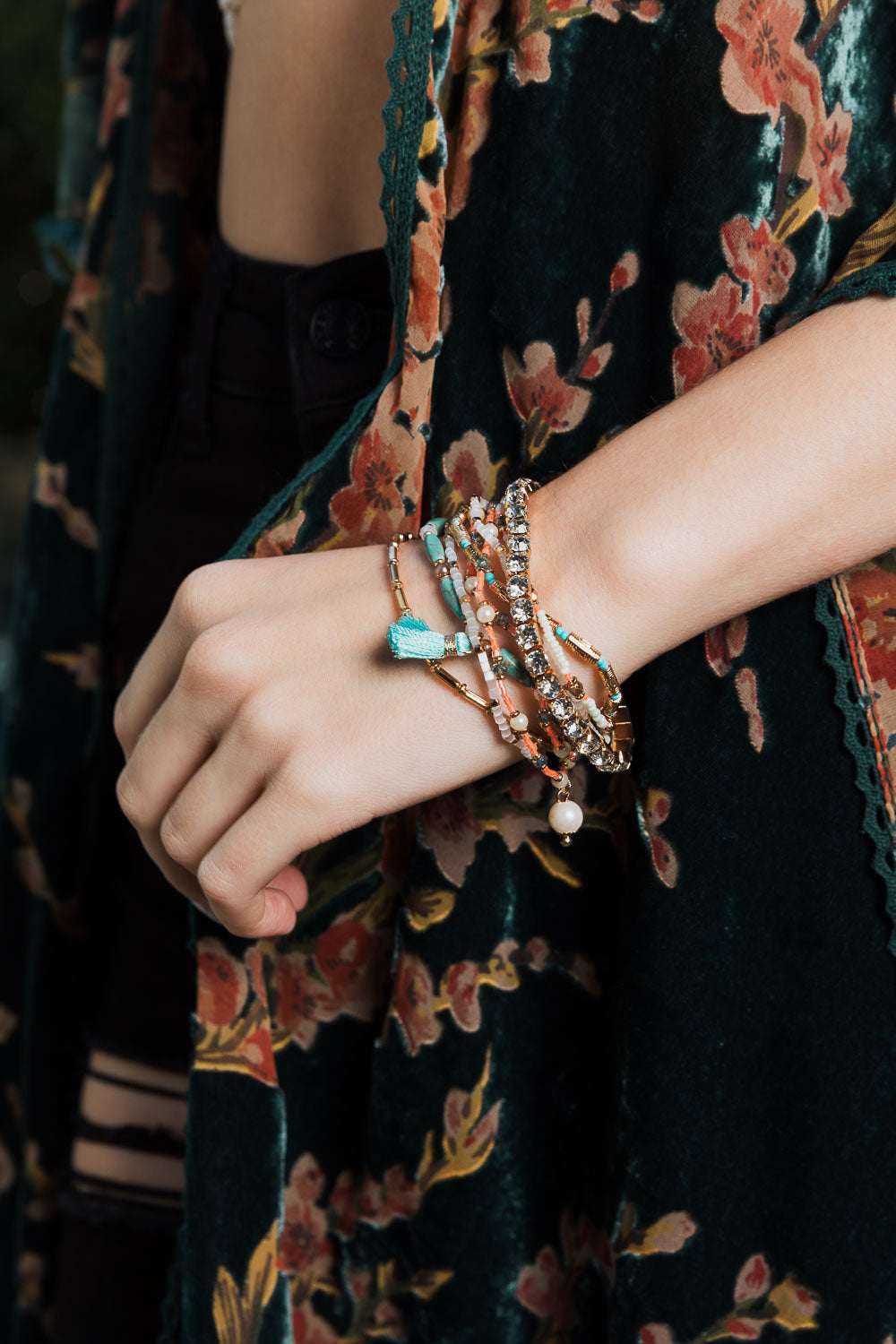 Sweet Pastel Studded Beads Layered Bracelet featuring colorful beads and a layered design, perfect for stylish accessorizing.