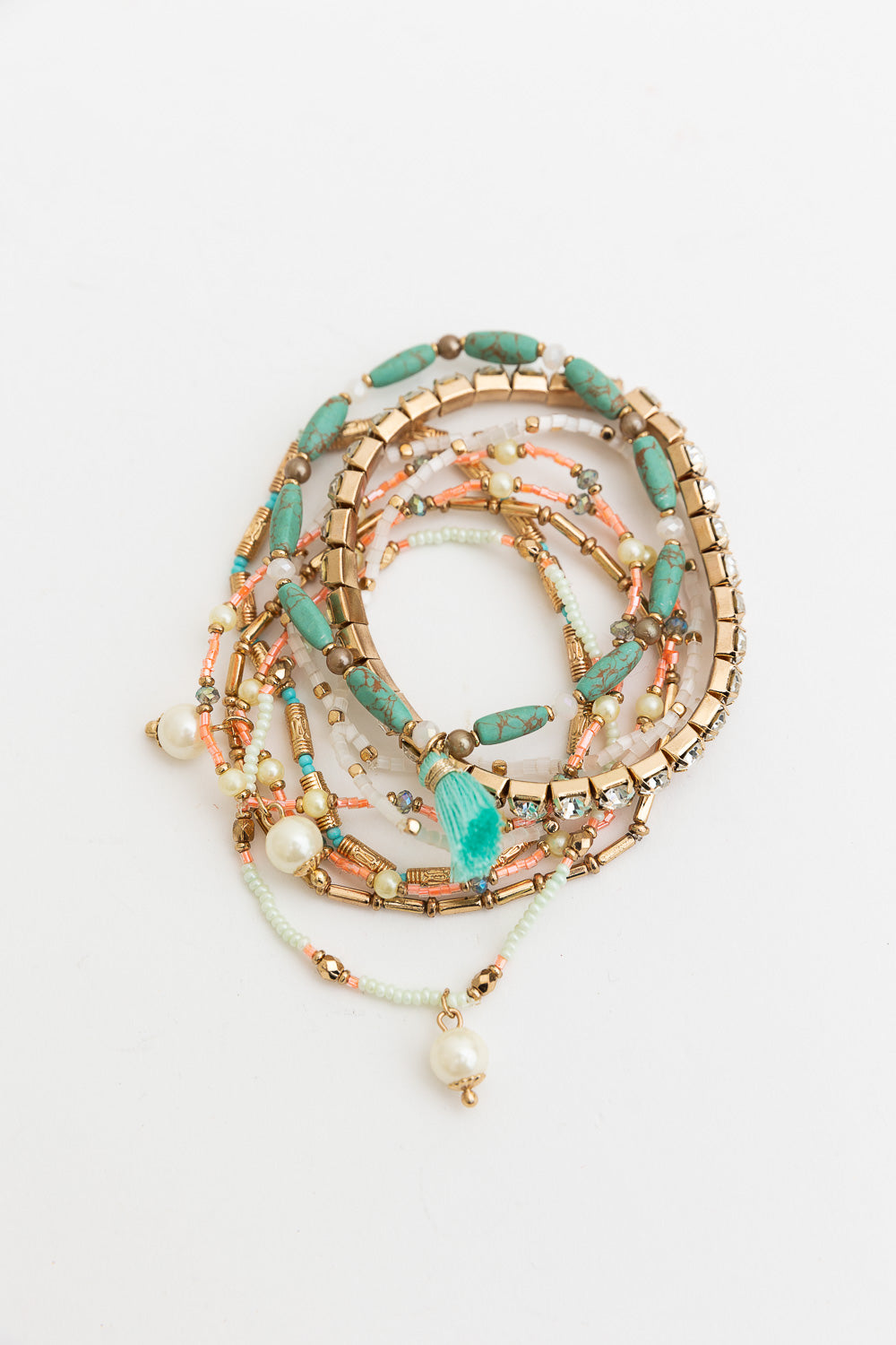 Sweet Pastel Studded Beads Layered Bracelet featuring colorful beads and a layered design, perfect for stylish accessorizing.