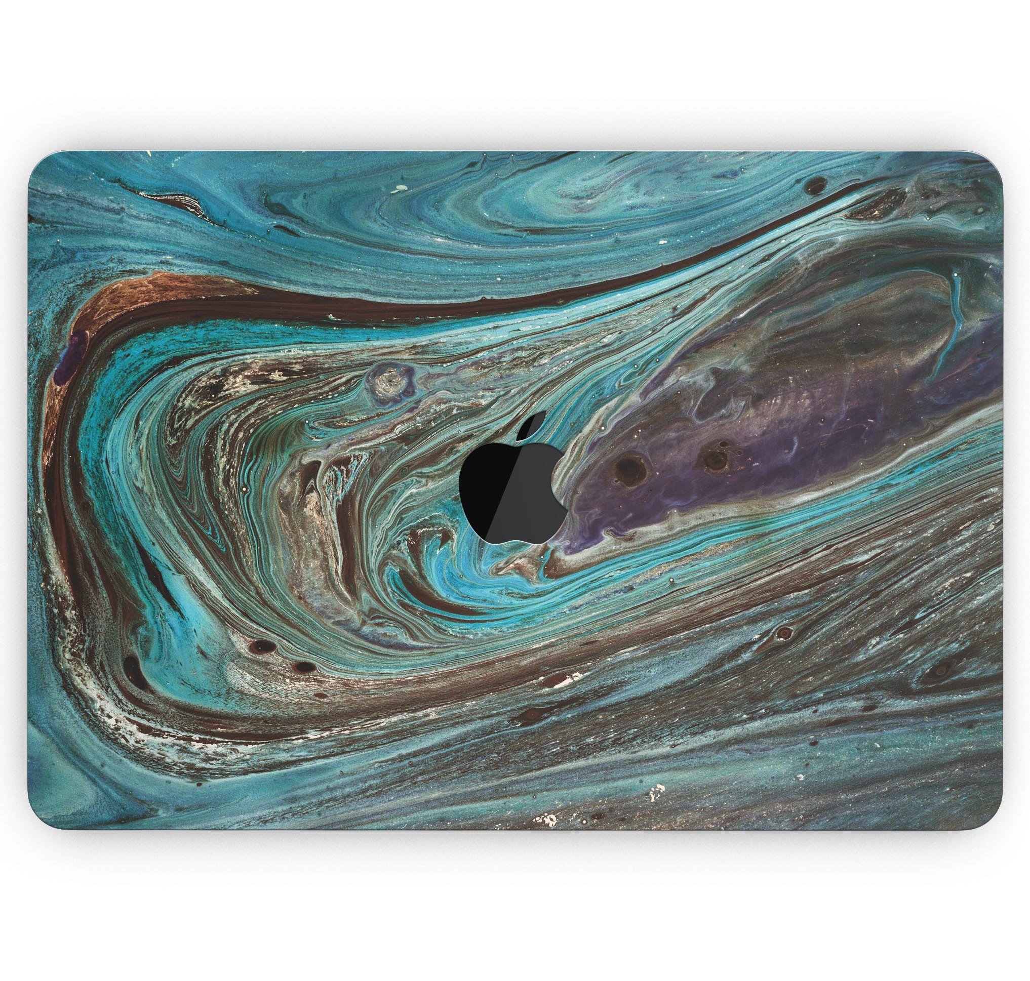 Swirling Dark Acrylic Marble Skin Decal Wrap Kit for MacBook, showcasing a stylish design and premium quality finish.