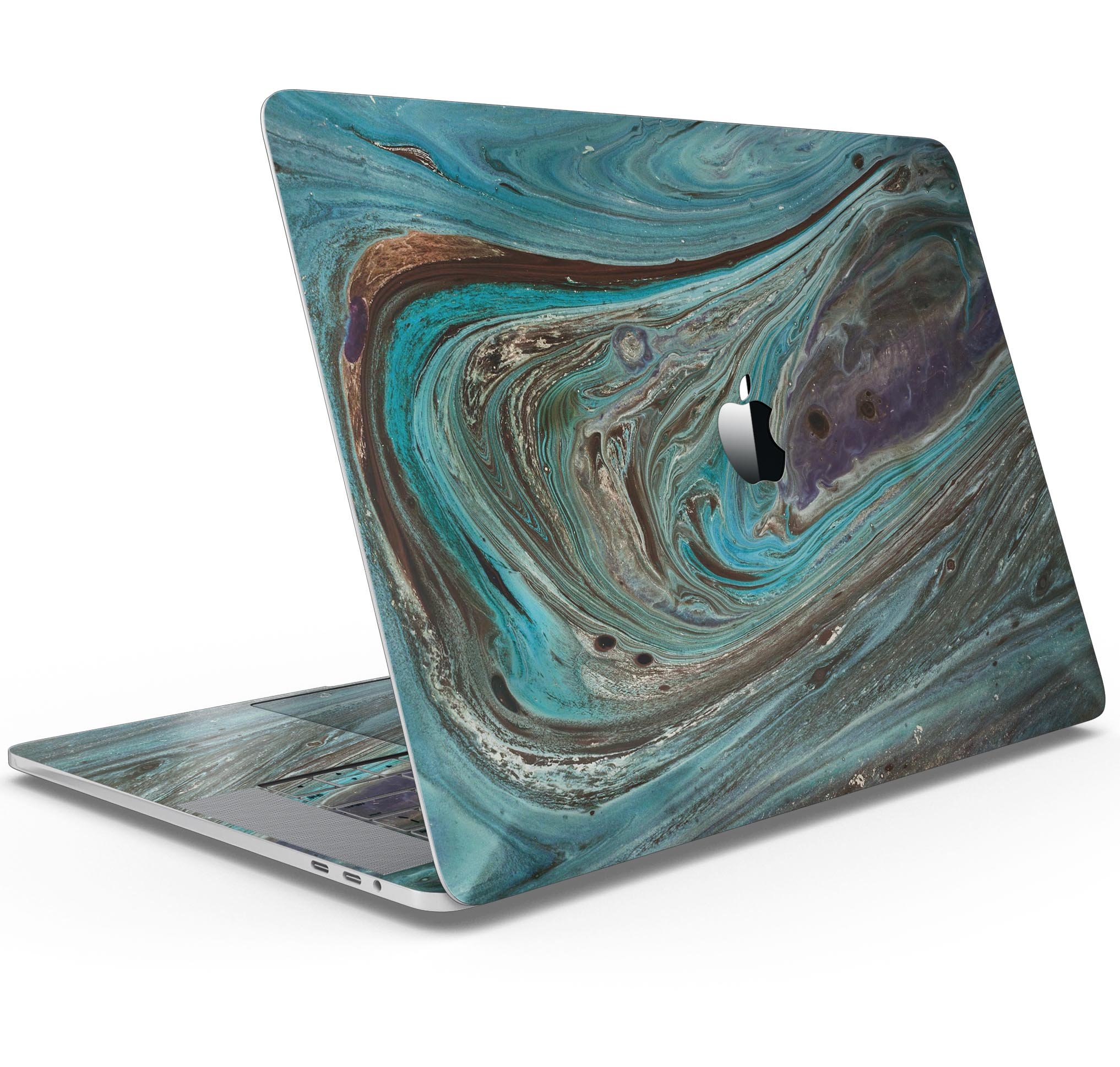 Swirling Dark Acrylic Marble Skin Decal Wrap Kit for MacBook, showcasing a stylish design and premium quality finish.