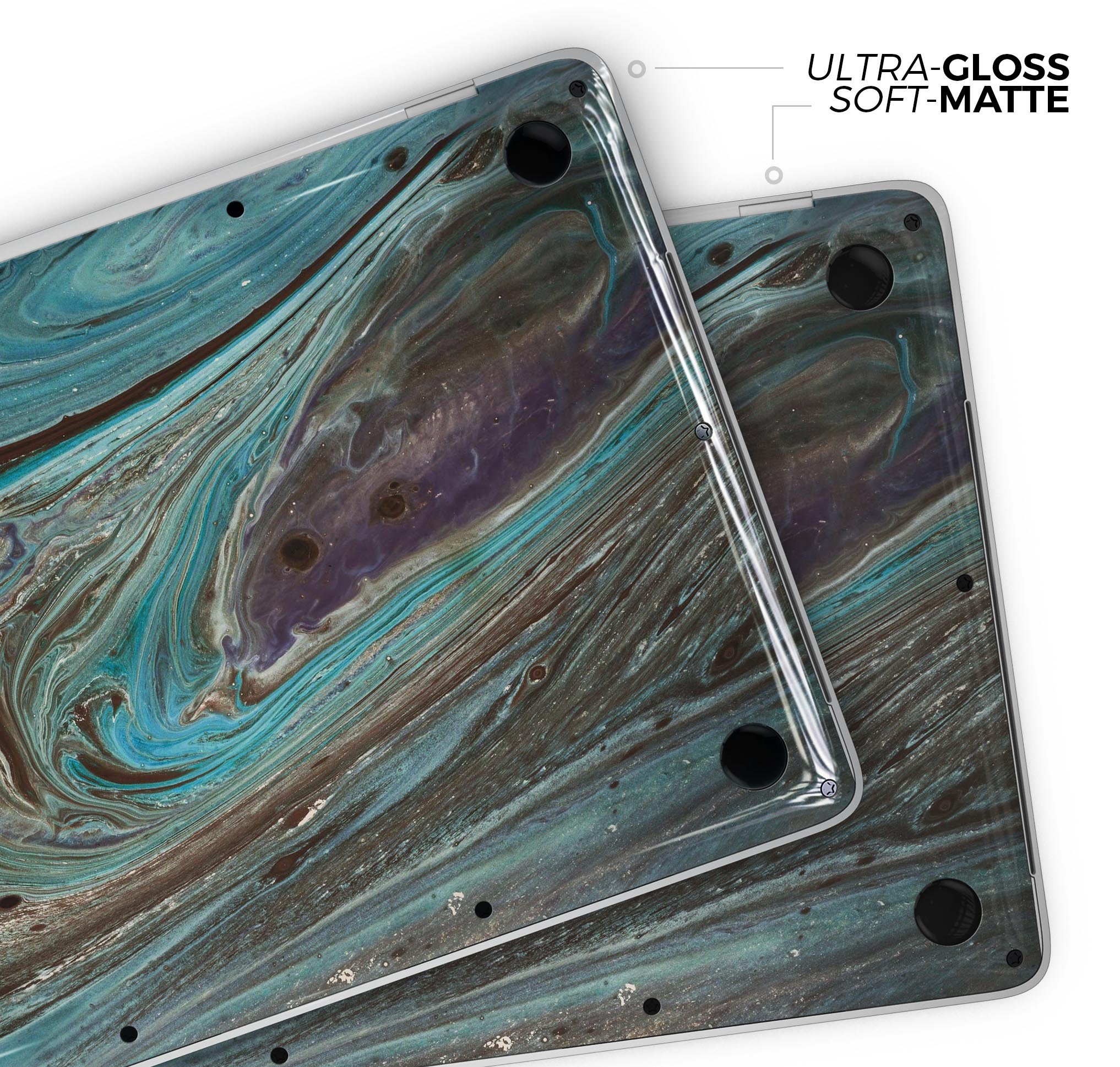 Swirling Dark Acrylic Marble Skin Decal Wrap Kit for MacBook, showcasing a stylish design and premium quality finish.