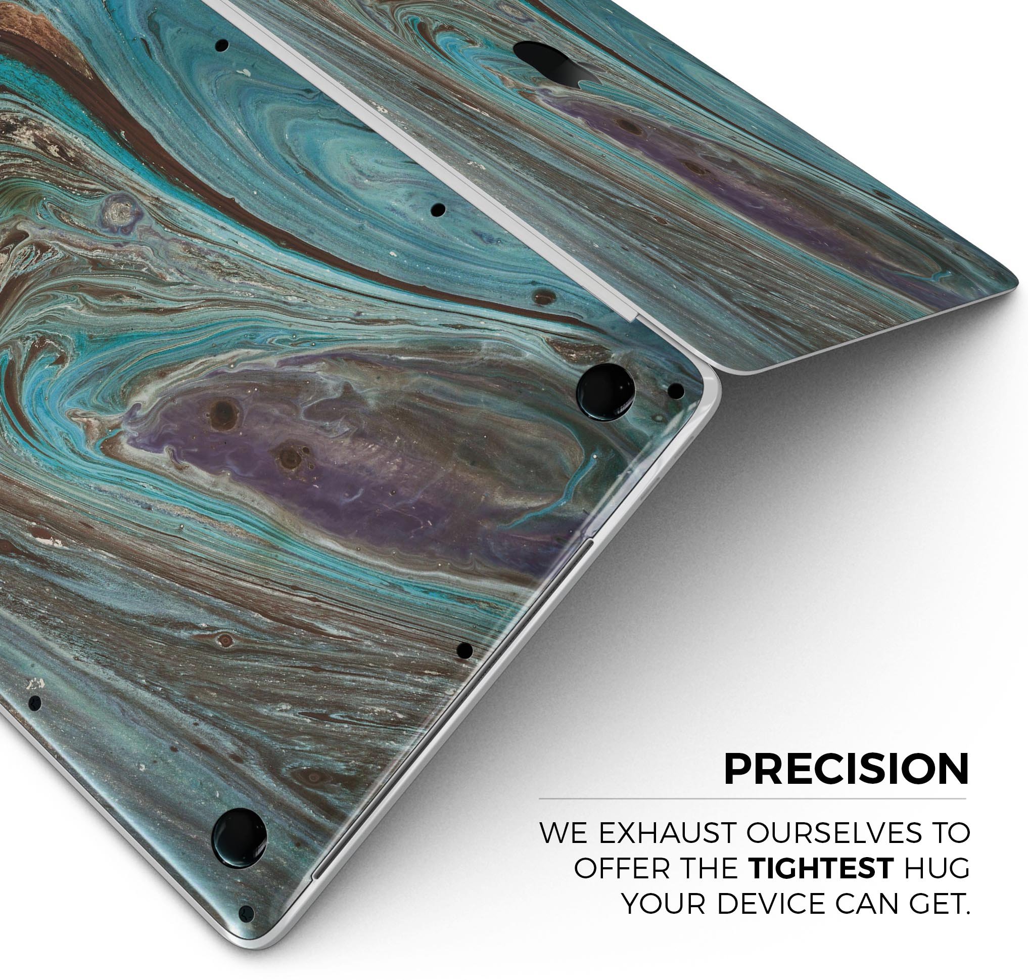 Swirling Dark Acrylic Marble Skin Decal Wrap Kit for MacBook, showcasing a stylish design and premium quality finish.