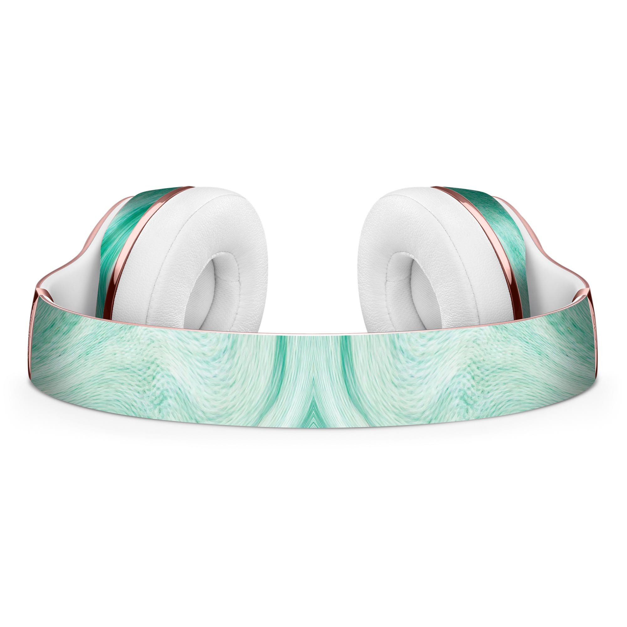 Swirling Mint Acrylic Marble Full-Body Skin Kit for Beats by Dre Solo 3 Wireless Headphones, showcasing vibrant mint colors and marble patterns.