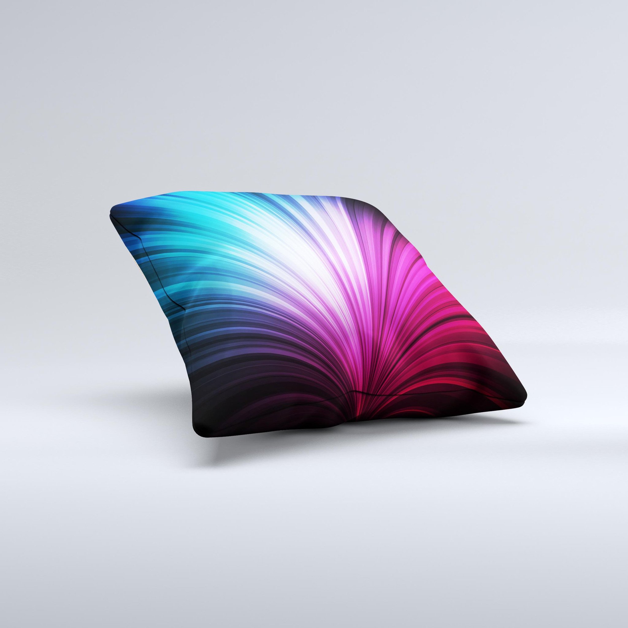 Swirly HD Pink & Blue Lines Ink-Fuzed Decorative Throw Pillow showcasing vibrant colors and unique design, handcrafted in Virginia.