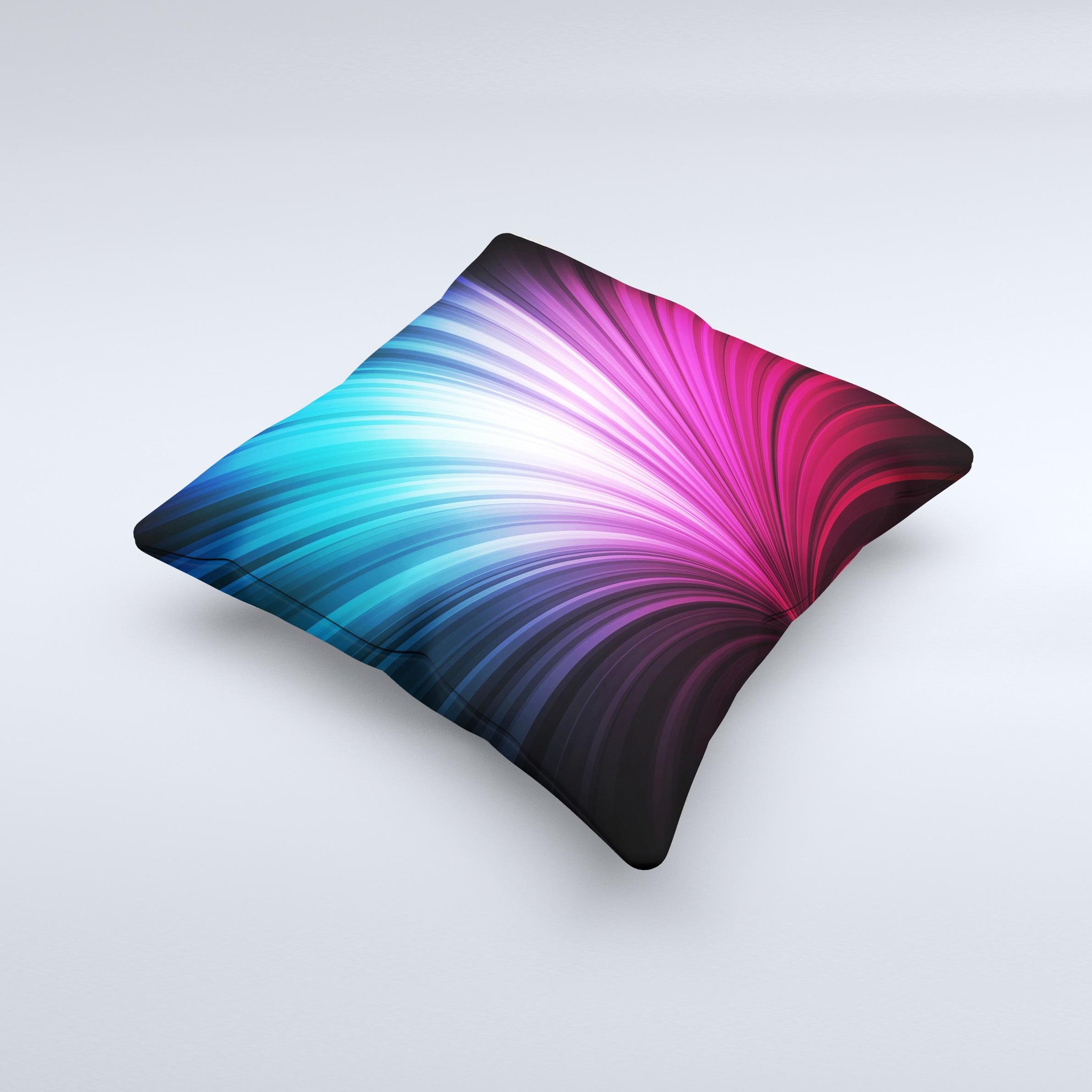 Swirly HD Pink & Blue Lines Ink-Fuzed Decorative Throw Pillow showcasing vibrant colors and unique design, handcrafted in Virginia.