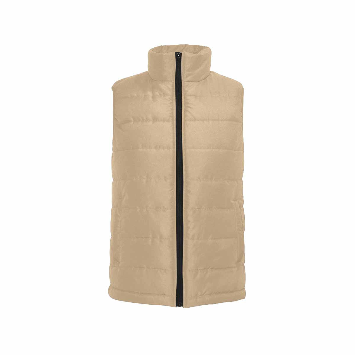 Tan Brown Mens Padded Vest featuring a quilted design and zipper closure, perfect for stylish warmth.