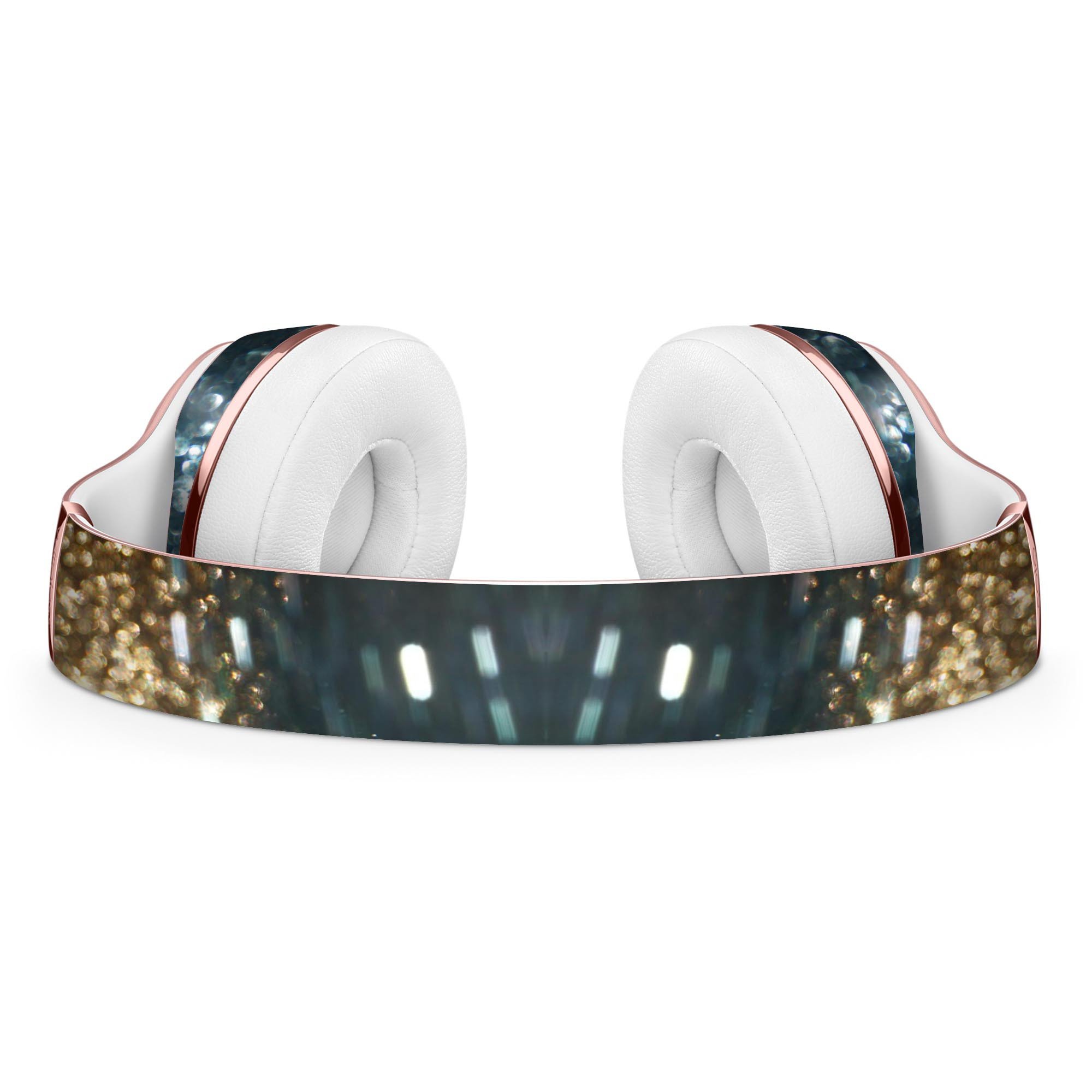 Teal and Gold Grungy Orbs of Light Skin Kit for Beats by Dre Solo 3 Wireless Headphones, showcasing vibrant colors and unique design.