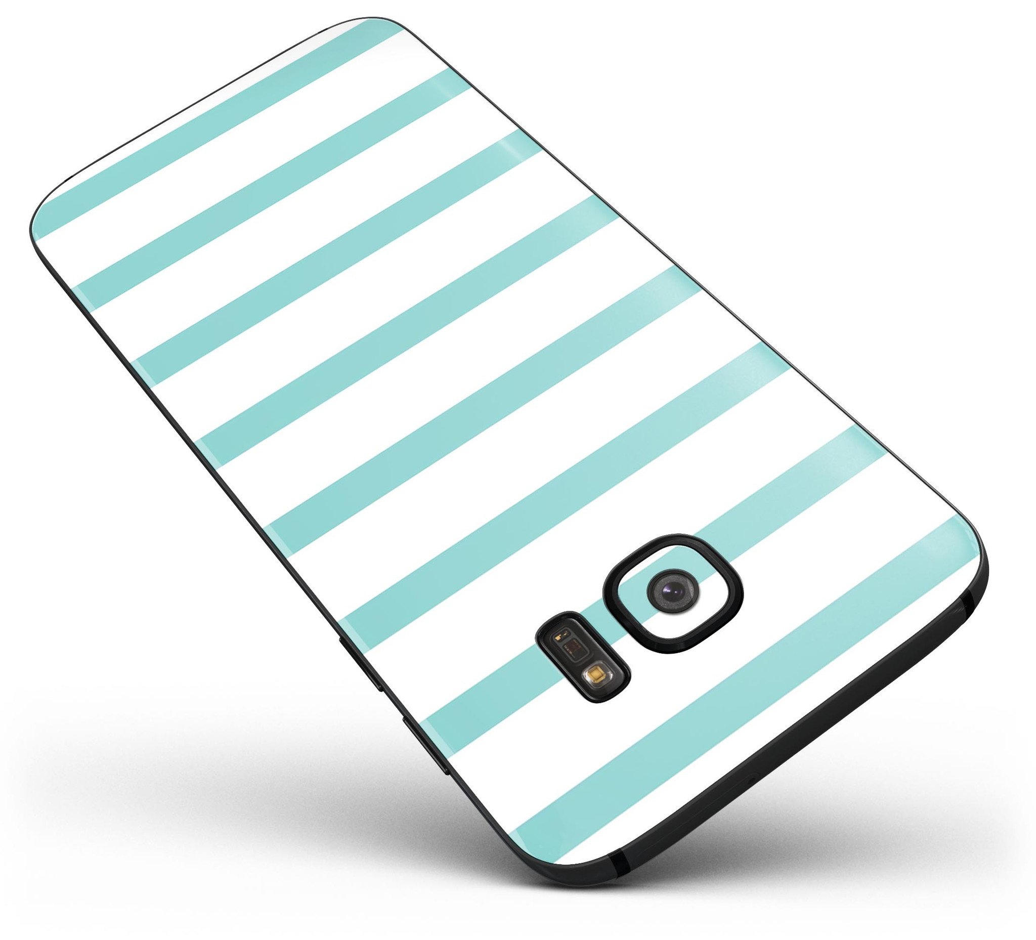 Teal Horizontal Stripes Full Body Skin-Kit for Samsung Galaxy S7, showcasing vibrant teal stripes on a sleek device.