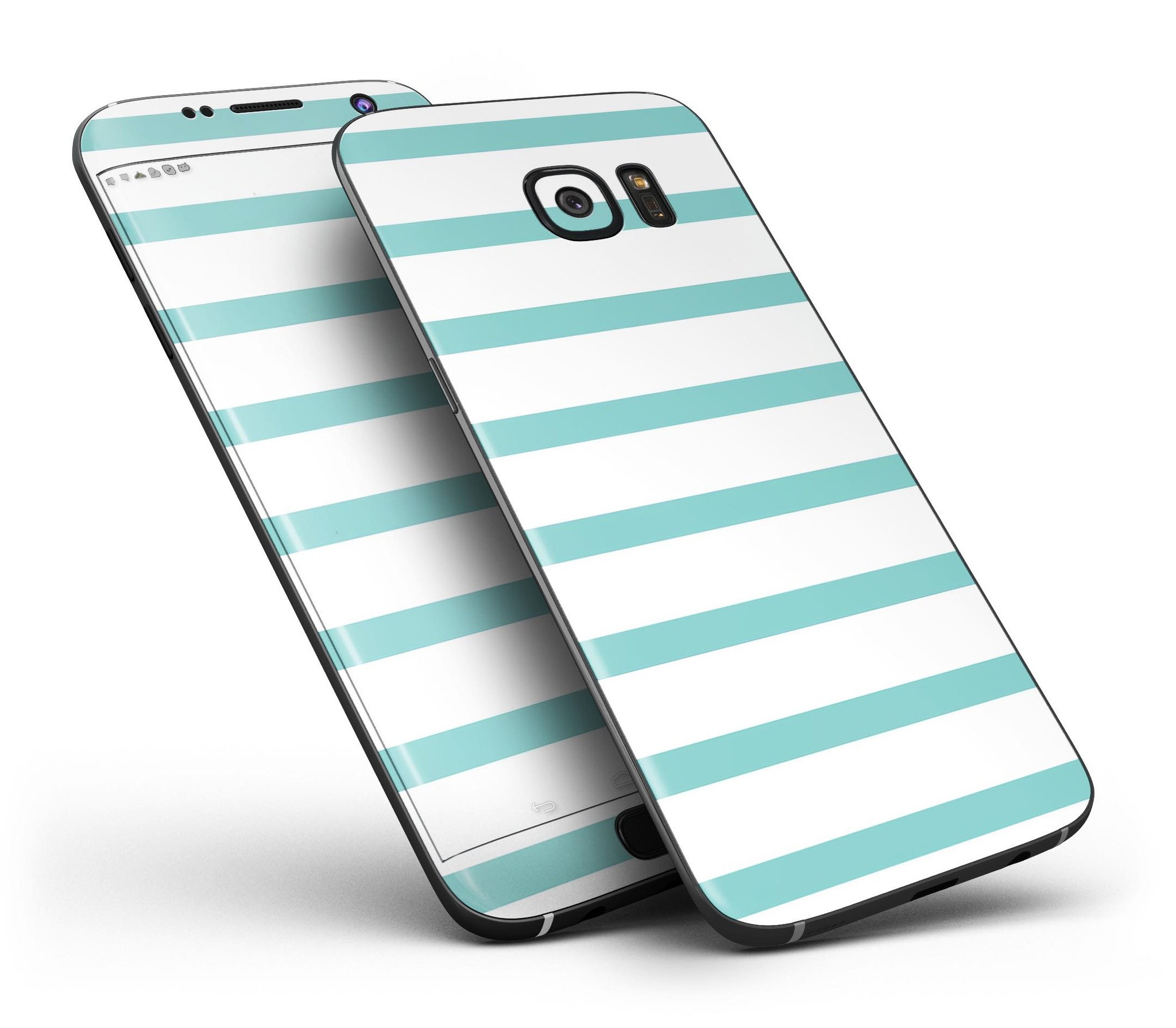 Teal Horizontal Stripes Full Body Skin-Kit for Samsung Galaxy S7, showcasing vibrant teal stripes on a sleek device.