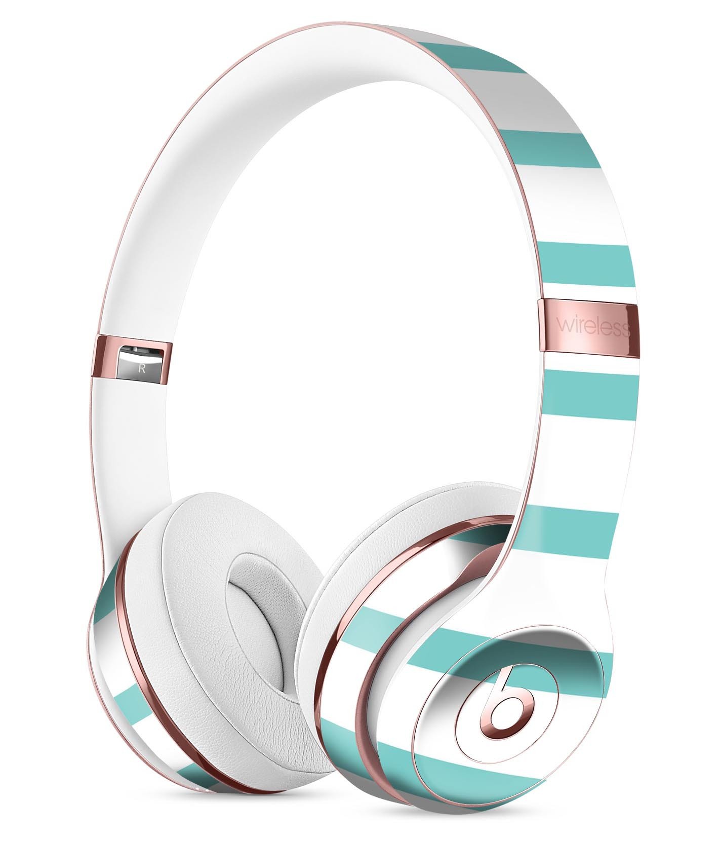 Teal Horizontal Stripes Full-Body Skin Kit for Beats by Dre Solo 3, showcasing vibrant colors and sleek design.