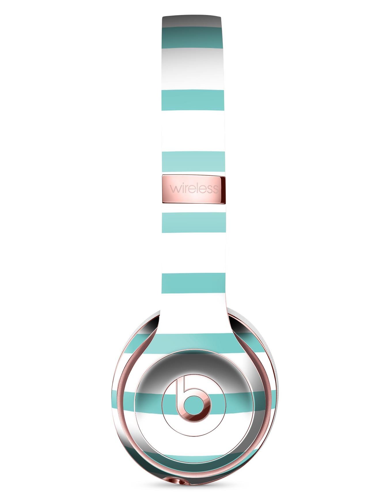 Teal Horizontal Stripes Full-Body Skin Kit for Beats by Dre Solo 3, showcasing vibrant colors and sleek design.