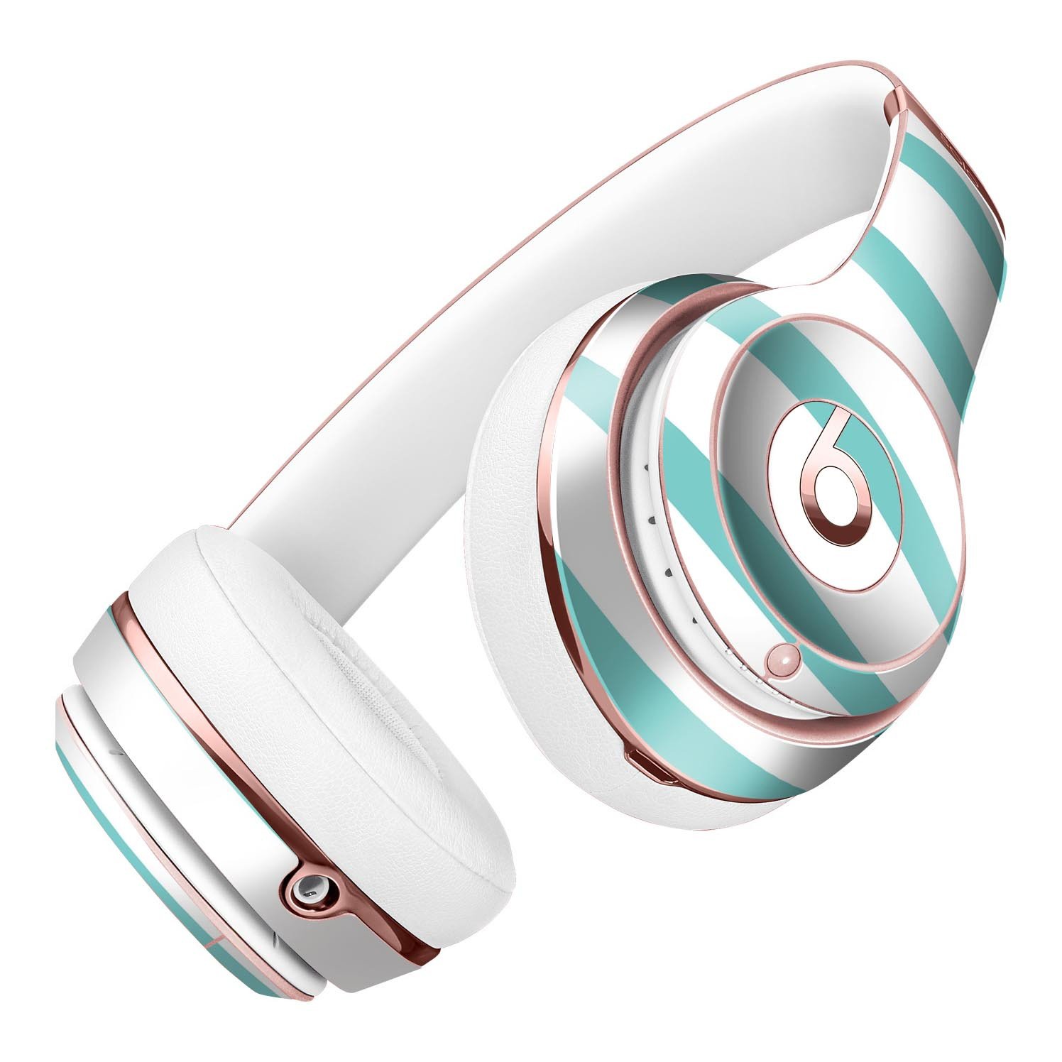 Teal Horizontal Stripes Full-Body Skin Kit for Beats by Dre Solo 3, showcasing vibrant colors and sleek design.