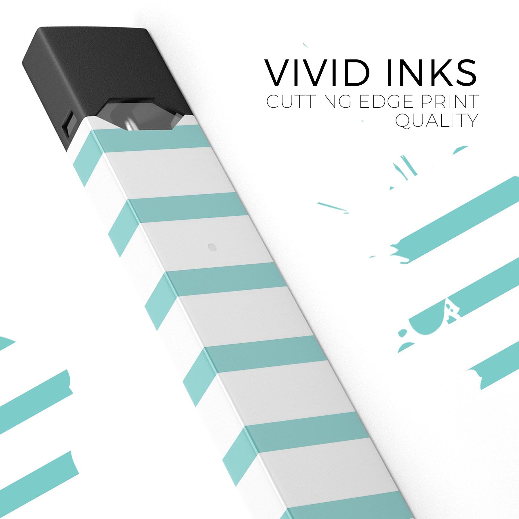 Teal Horizontal Stripes skin-wrap sticker for JUUL vaping device, showcasing vibrant colors and precision cut design.